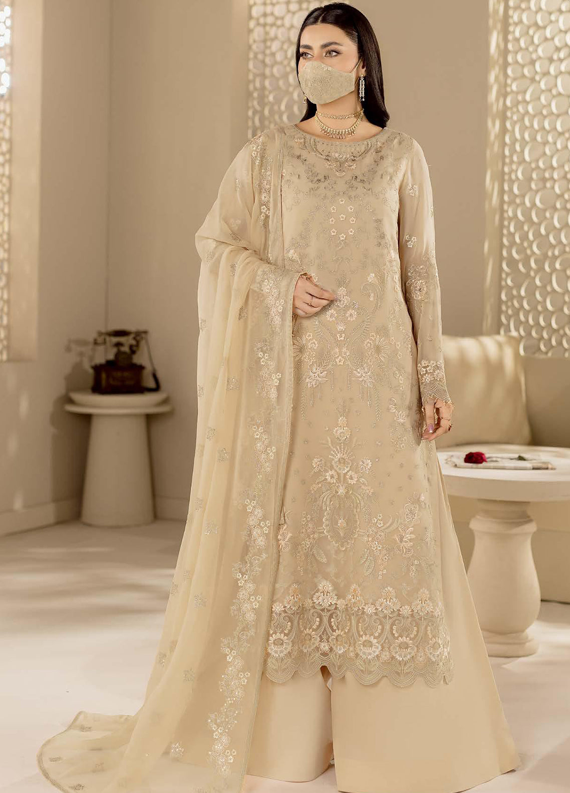 Zeenat By Flossie Kuch Khas Embroidered Chiffon 3 Piece Unstitched Suit FL26NV17 D-ZE-107