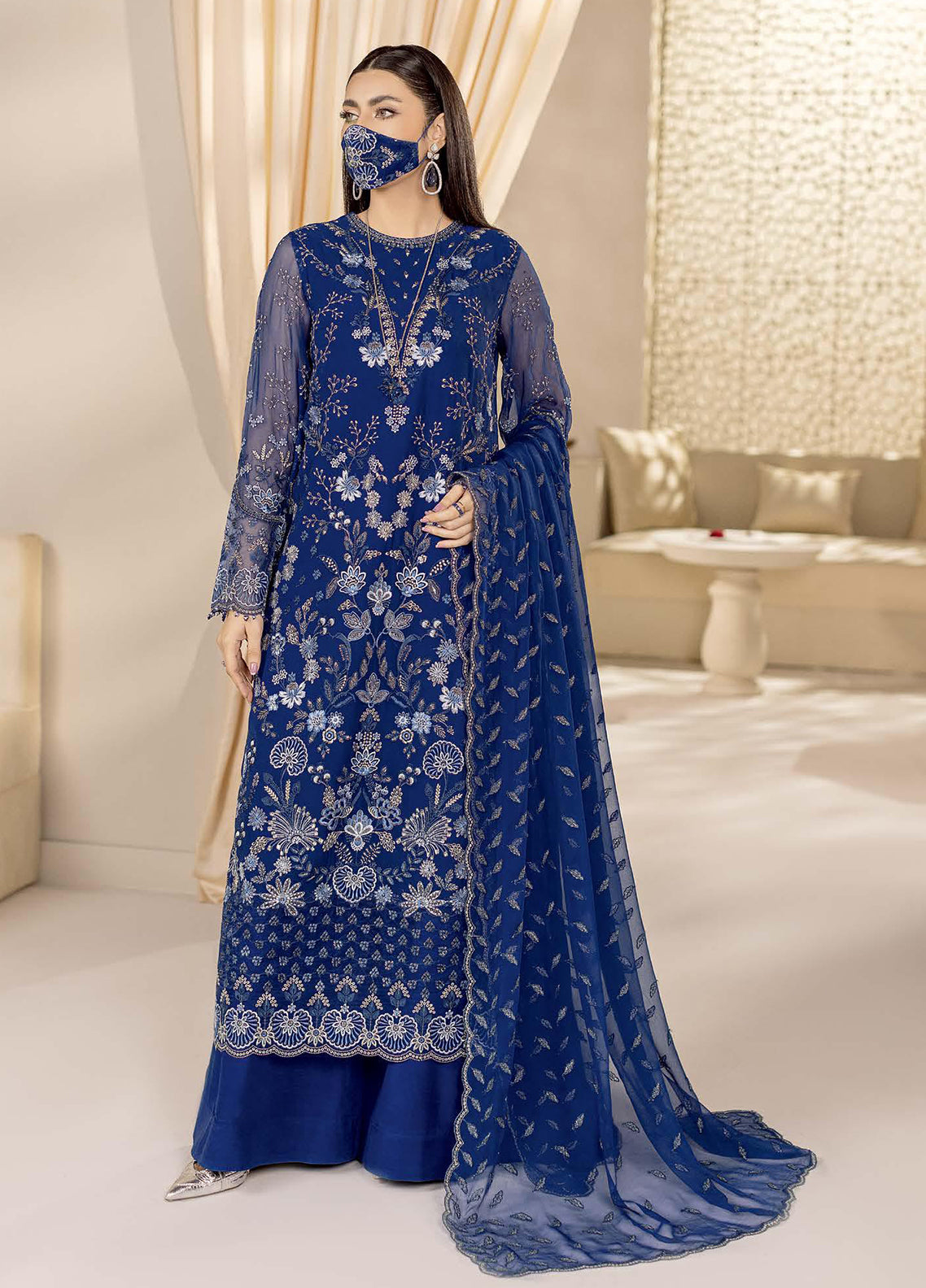 Zeenat By Flossie Kuch Khas Embroidered Chiffon 3 Piece Unstitched Suit FL26NV17 D-ZE-108