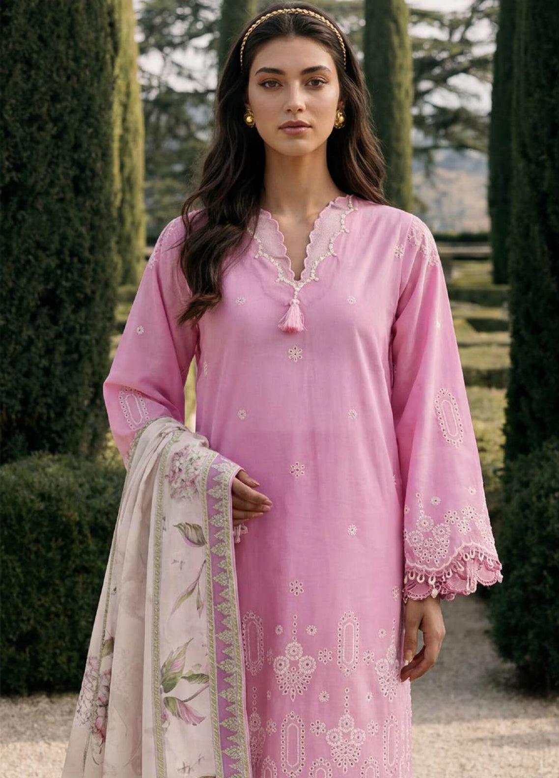 Zellbury Chikankari Embroidered Cotton 3 Piece Unstitched Suit WUC26E34055