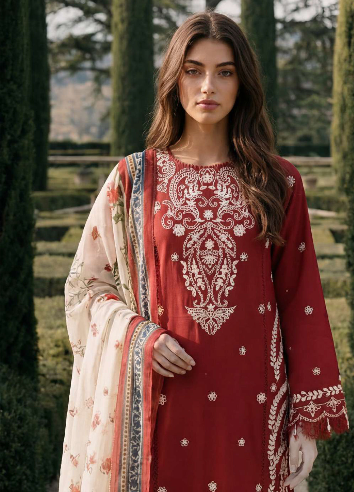 Zellbury Chikankari Embroidered Cotton 3 Piece Unstitched Suit WUC26E34062