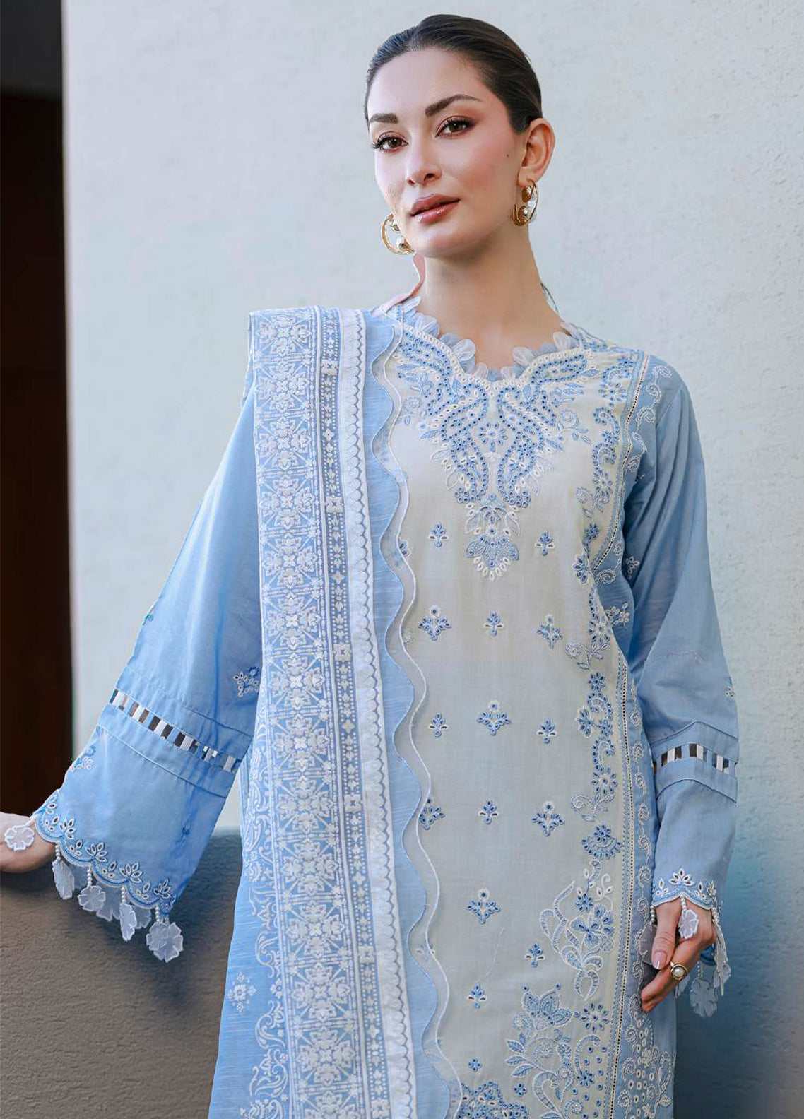 Zellbury Chikankari Embroidered Cotton 3 Piece Unstitched Suit WUC26E34066