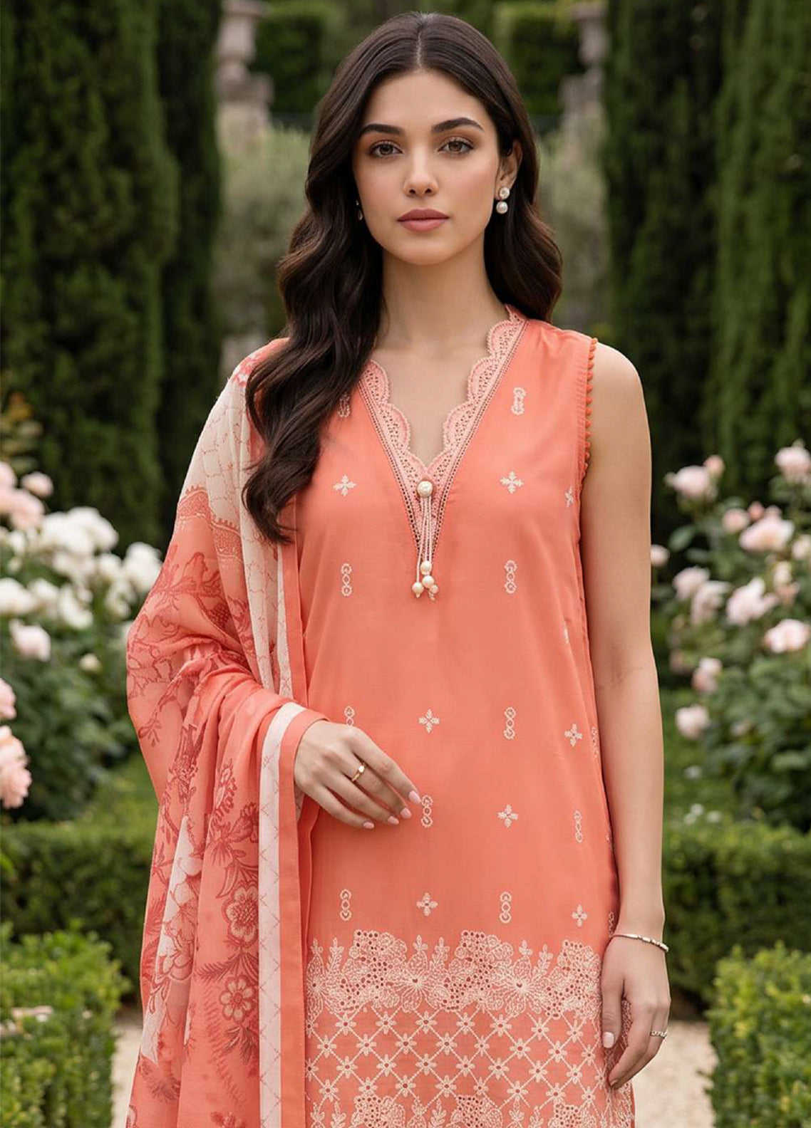 Zellbury Chikankari Embroidered Cotton 3 Piece Unstitched Suit WUC26E34069