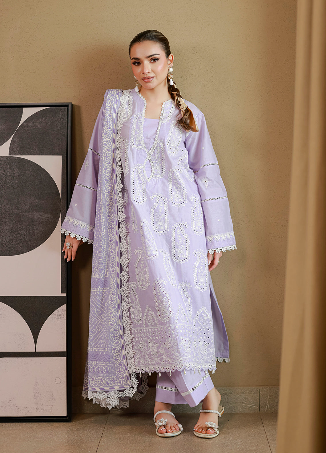 Zellbury Chikankari Embroidered Lawn 3 Piece Unstitched Suit WUC26E34059