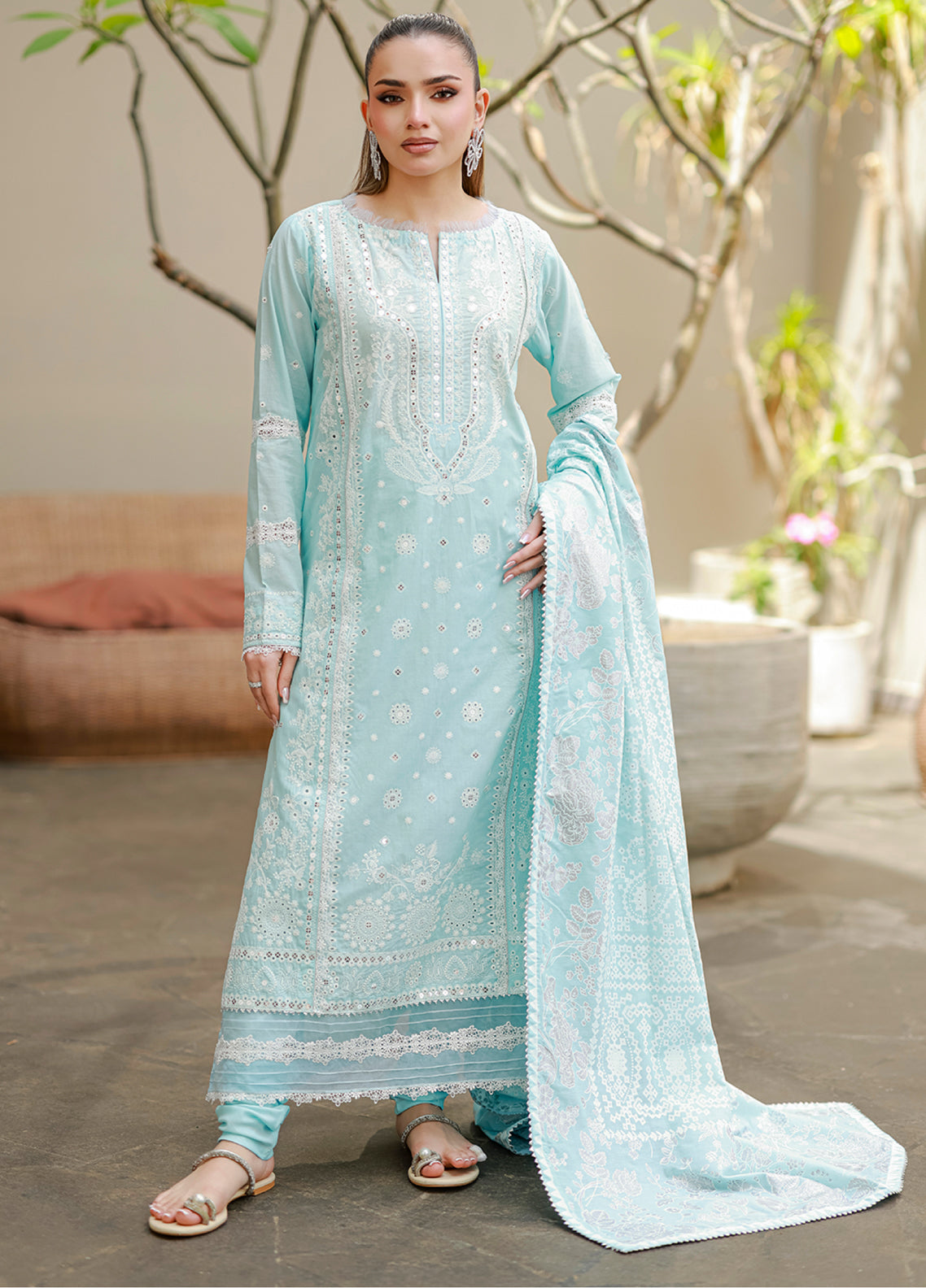 Zellbury Chikankari Embroidered Lawn 3 Piece Unstitched Suit WUC26E34060