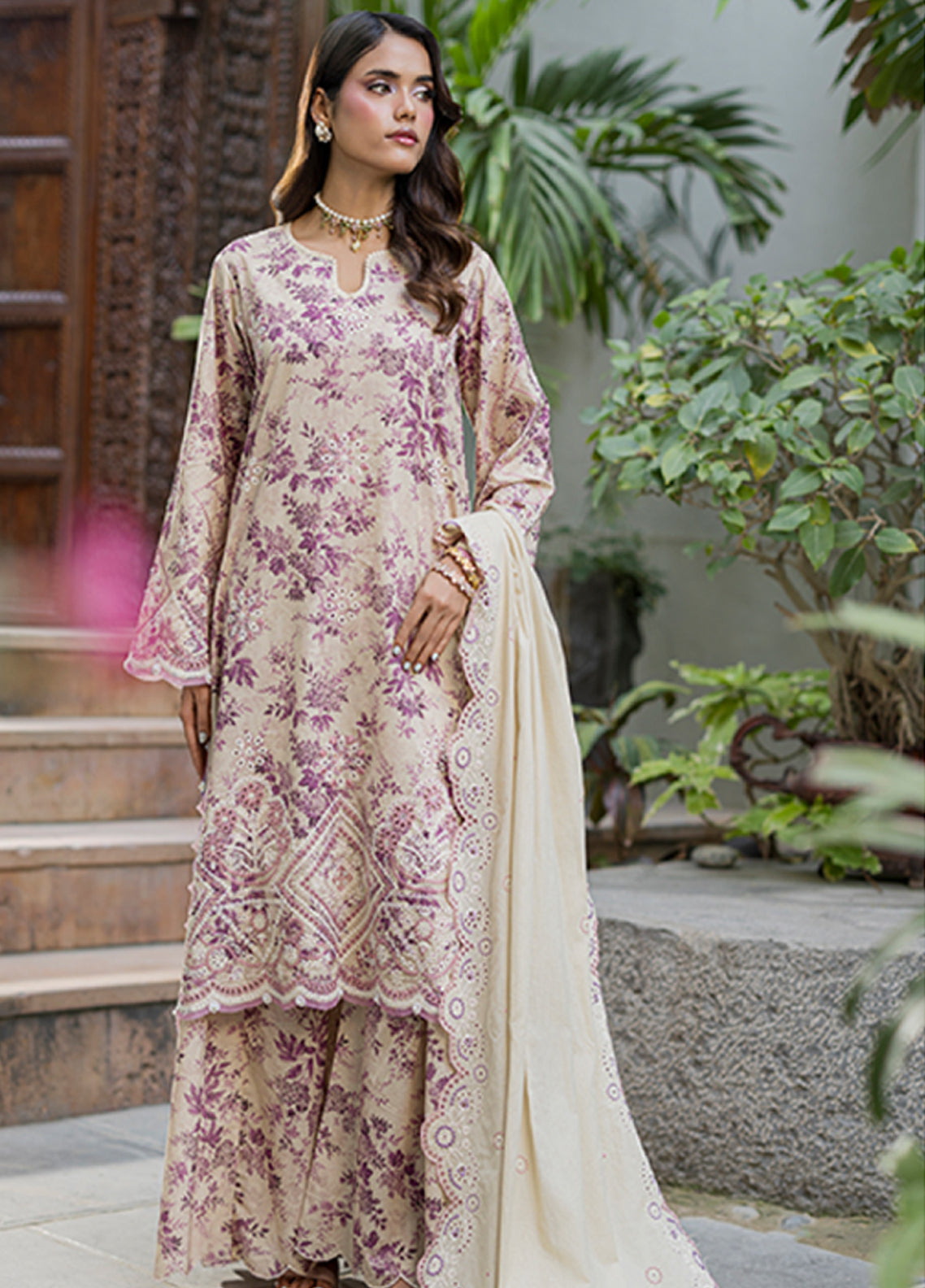 Zellbury Chikankari Embroidered Lawn 3 Piece Unstitched Suit WUC26E34064