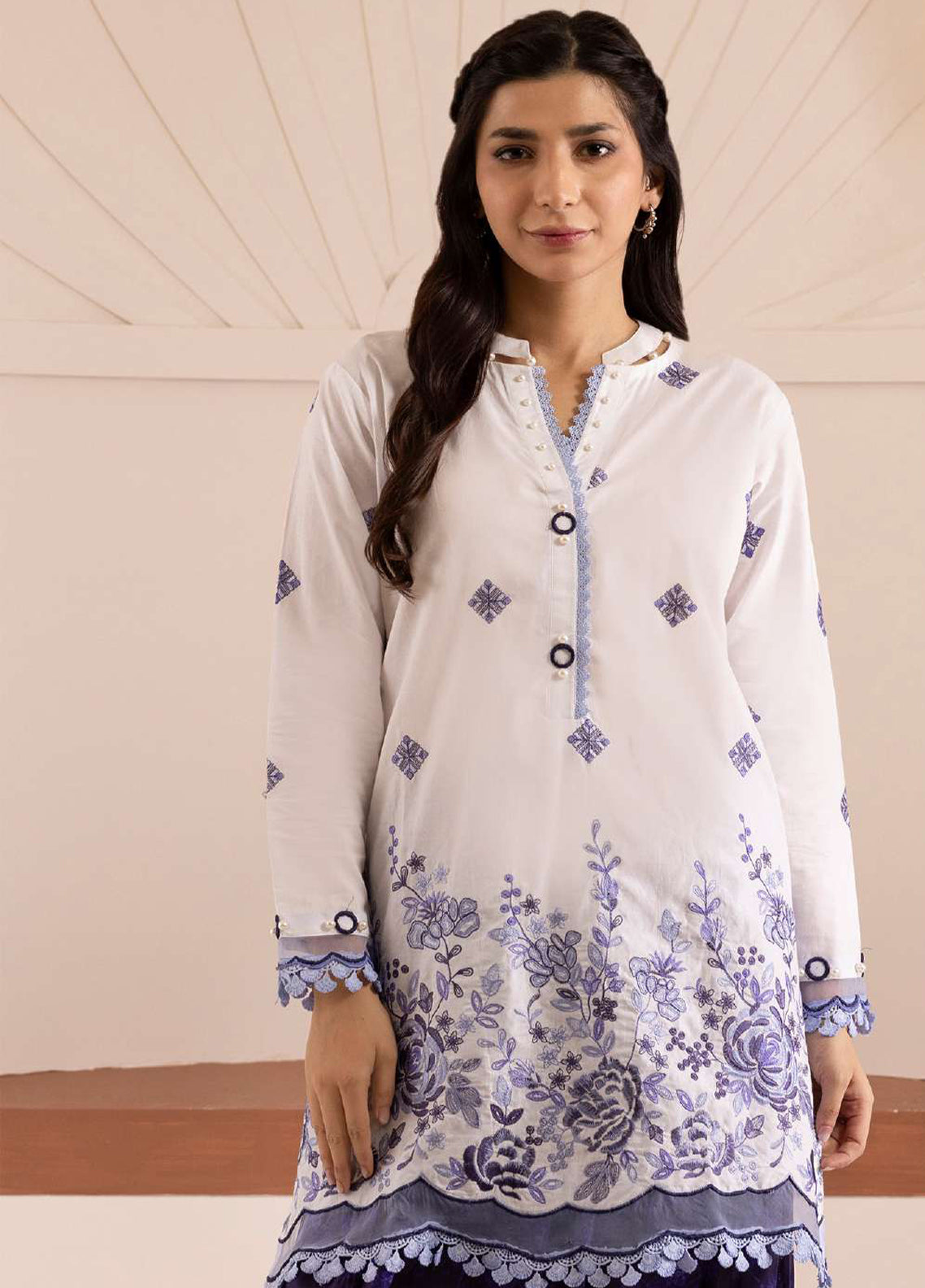 Zellbury Embroidered Cotton 2 Piece Unstitched Shirt Trouser WUS26E20187