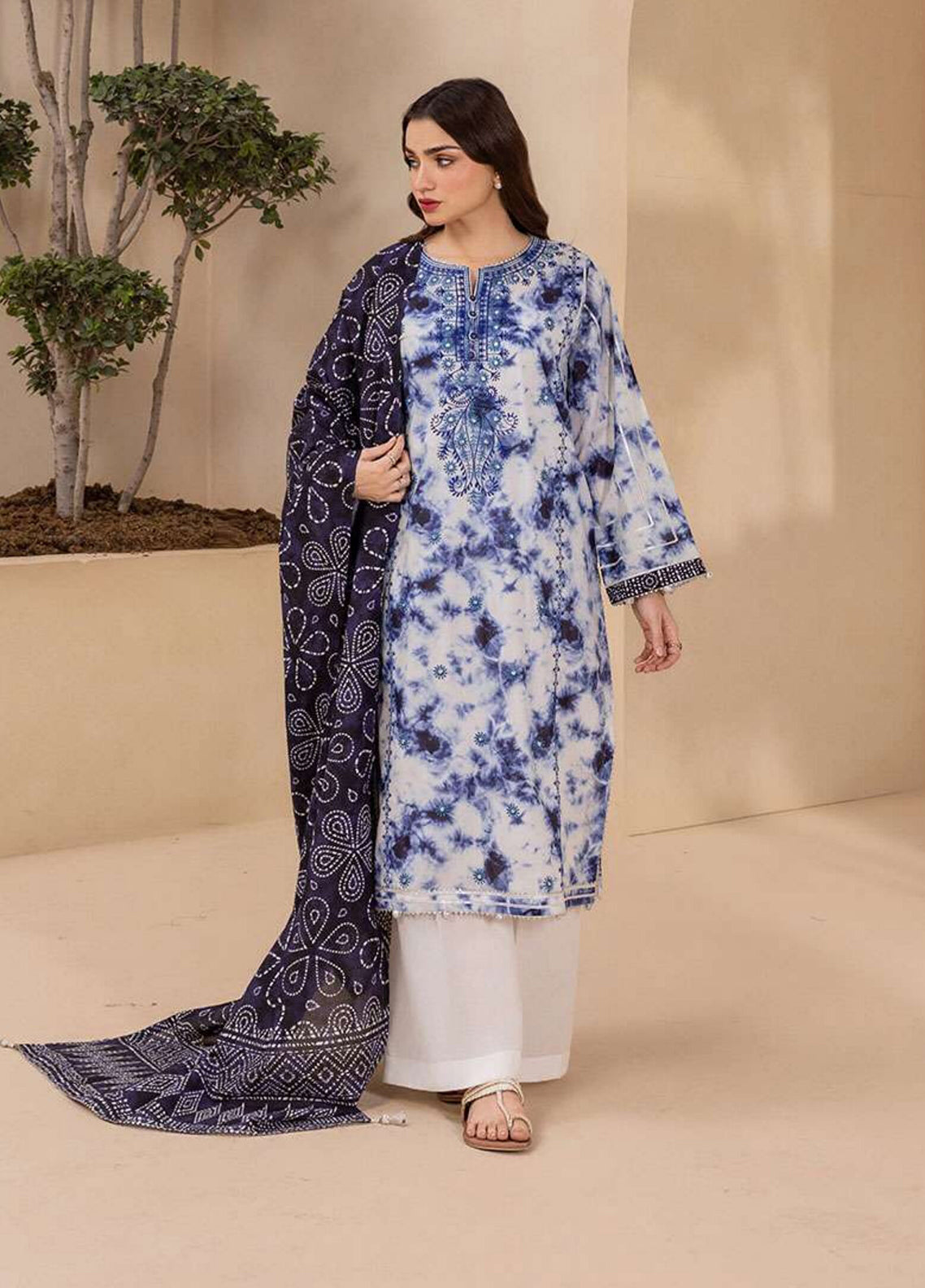 Zellbury Embroidered Lawn 2 Piece Unstitched Shirt & Dupatta WUS26E20740