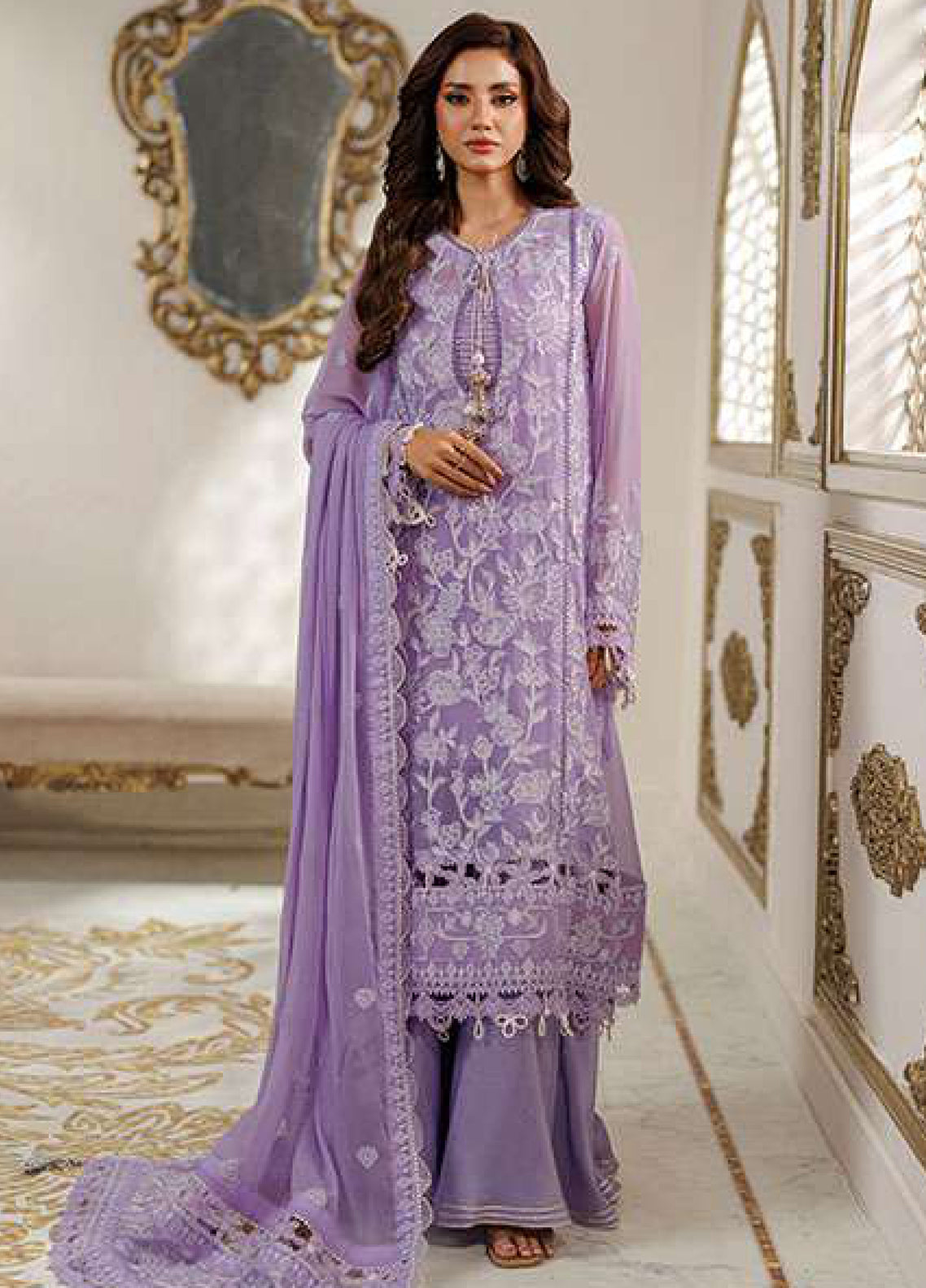 Zellbury Luxury Embroidered Chiffon 3 Piece Unstitched Suit WULC26E34235