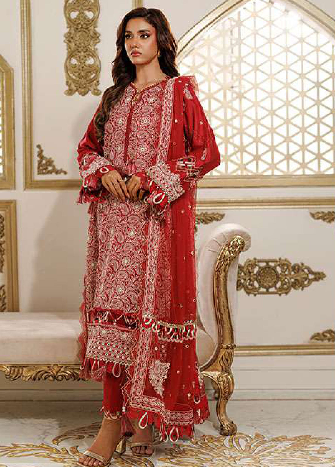 Zellbury Luxury Embroidered Raw Silk 3 Piece Unstitched Suit WULC26E34228