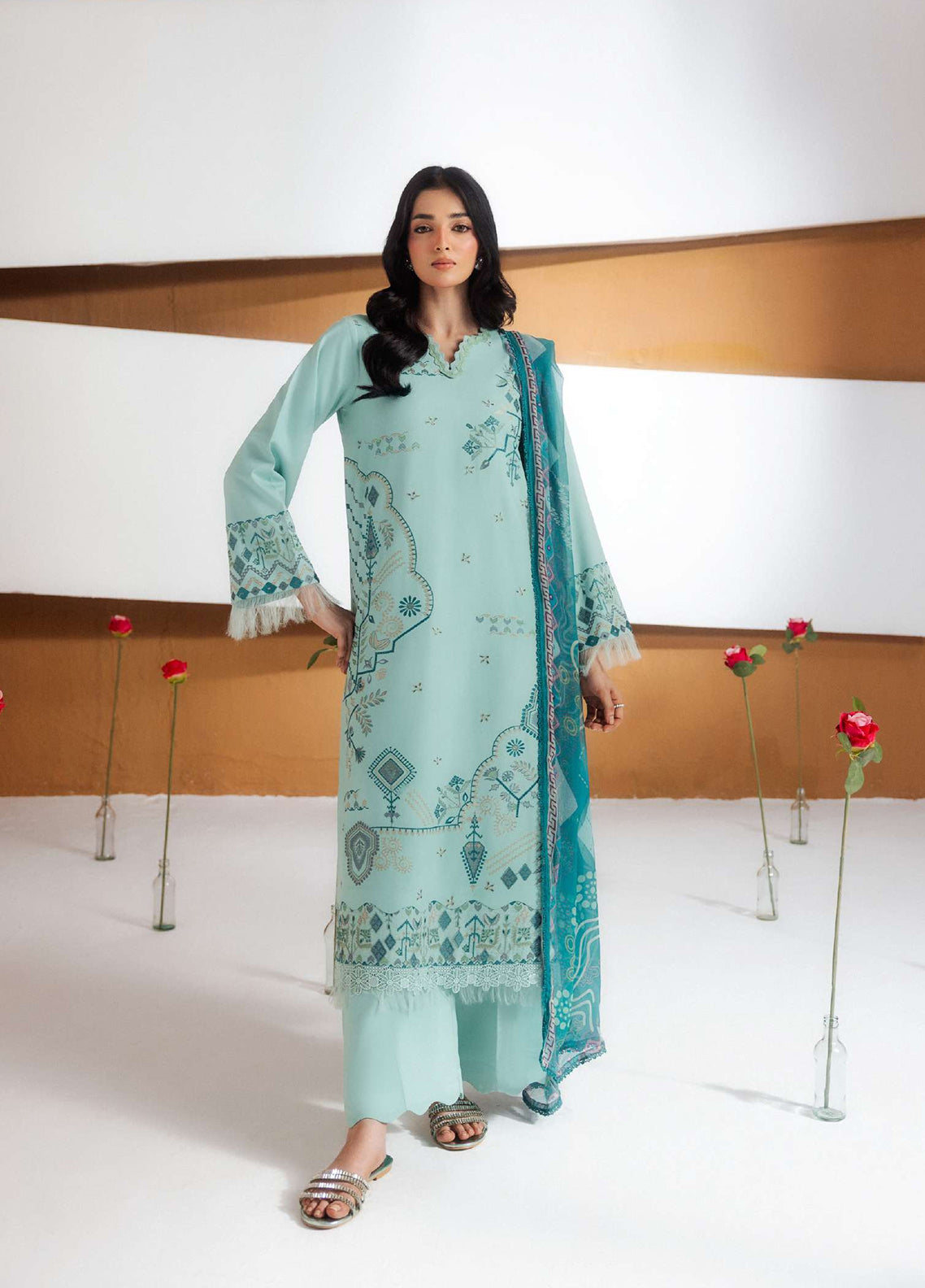 Zync By Florent Embroidered Viscose 3 Piece Unstitched Suit FL26ZI D-FZ-4A