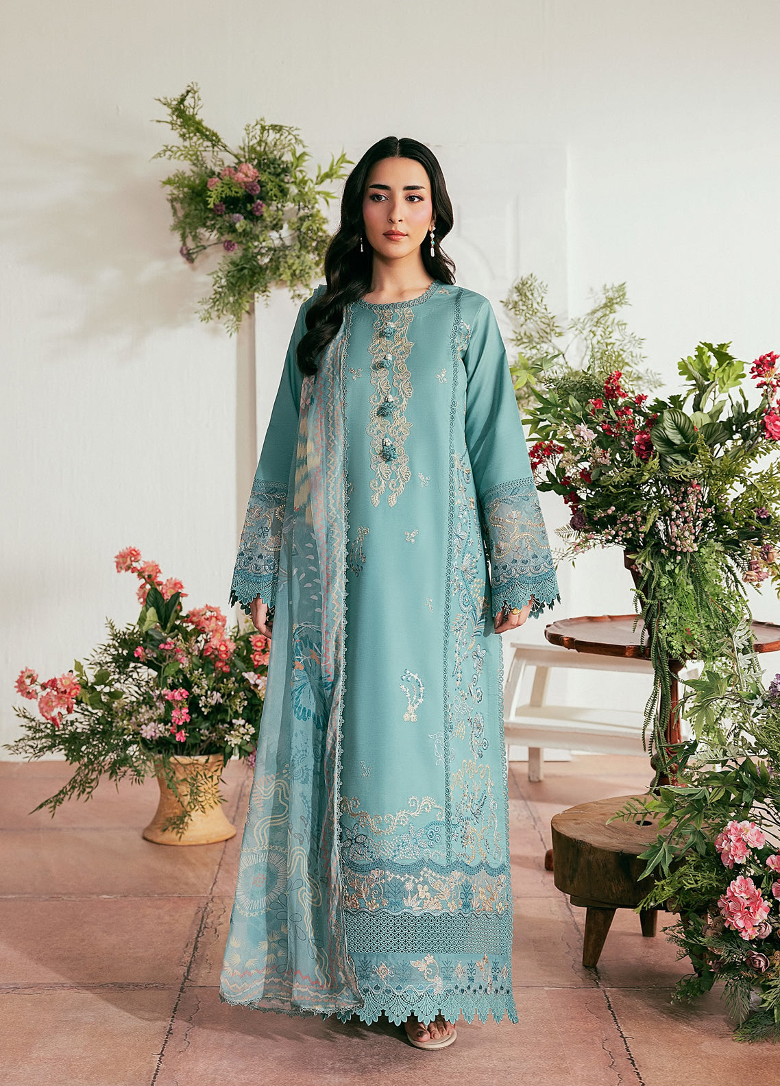 Zync By Florent Luxury Embroidered Lawn 3 Piece Unstitched Suit FL26ZLLV2 D-FZL-4B