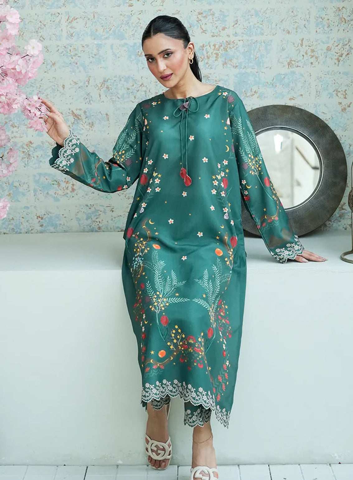 Zyrae Printed Lawn 2 Piece Stitched Shirt Trouser ZYR26SPL D-TEAL GARDEN
