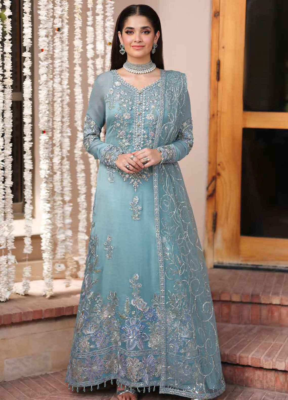 Aangan By Roheenaz Embroidered Chiffon 3 Piece Unstitched Suit RNZ25ALB D-06 WAFA