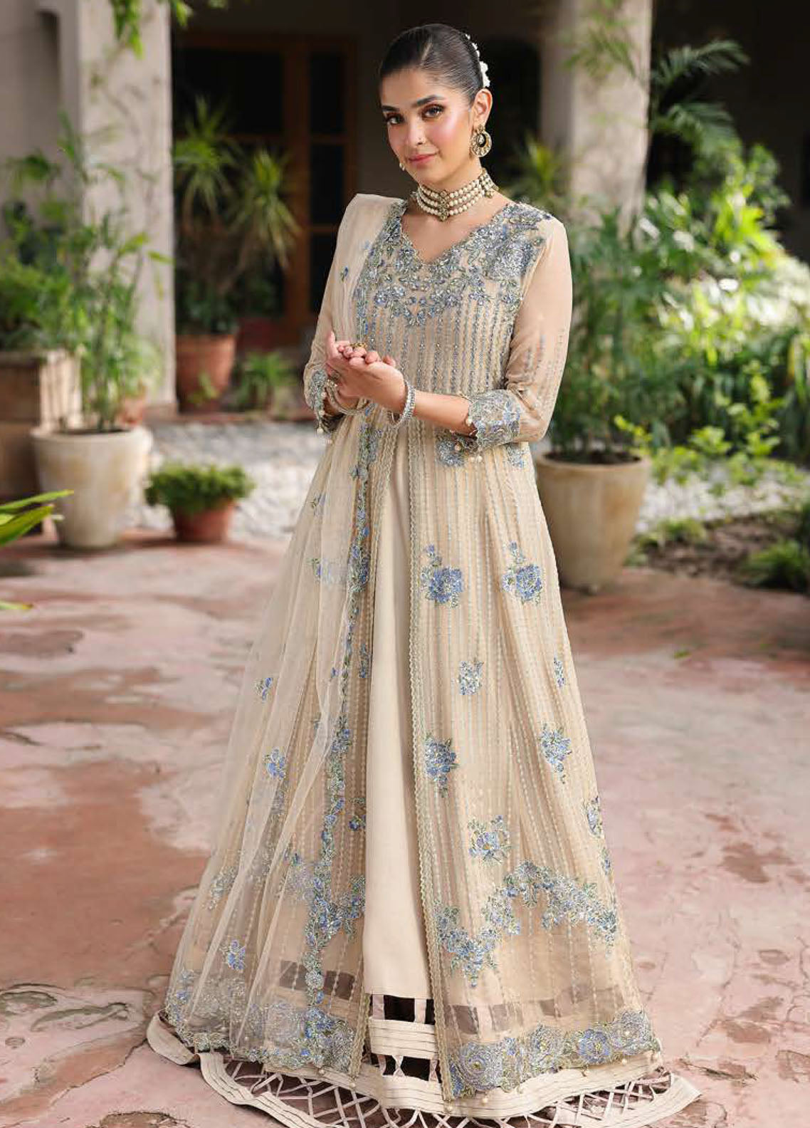 Aangan By Roheenaz Embroidered Chiffon 3 Piece Unstitched Suit RNZ25ALB D-07 SEHRISH