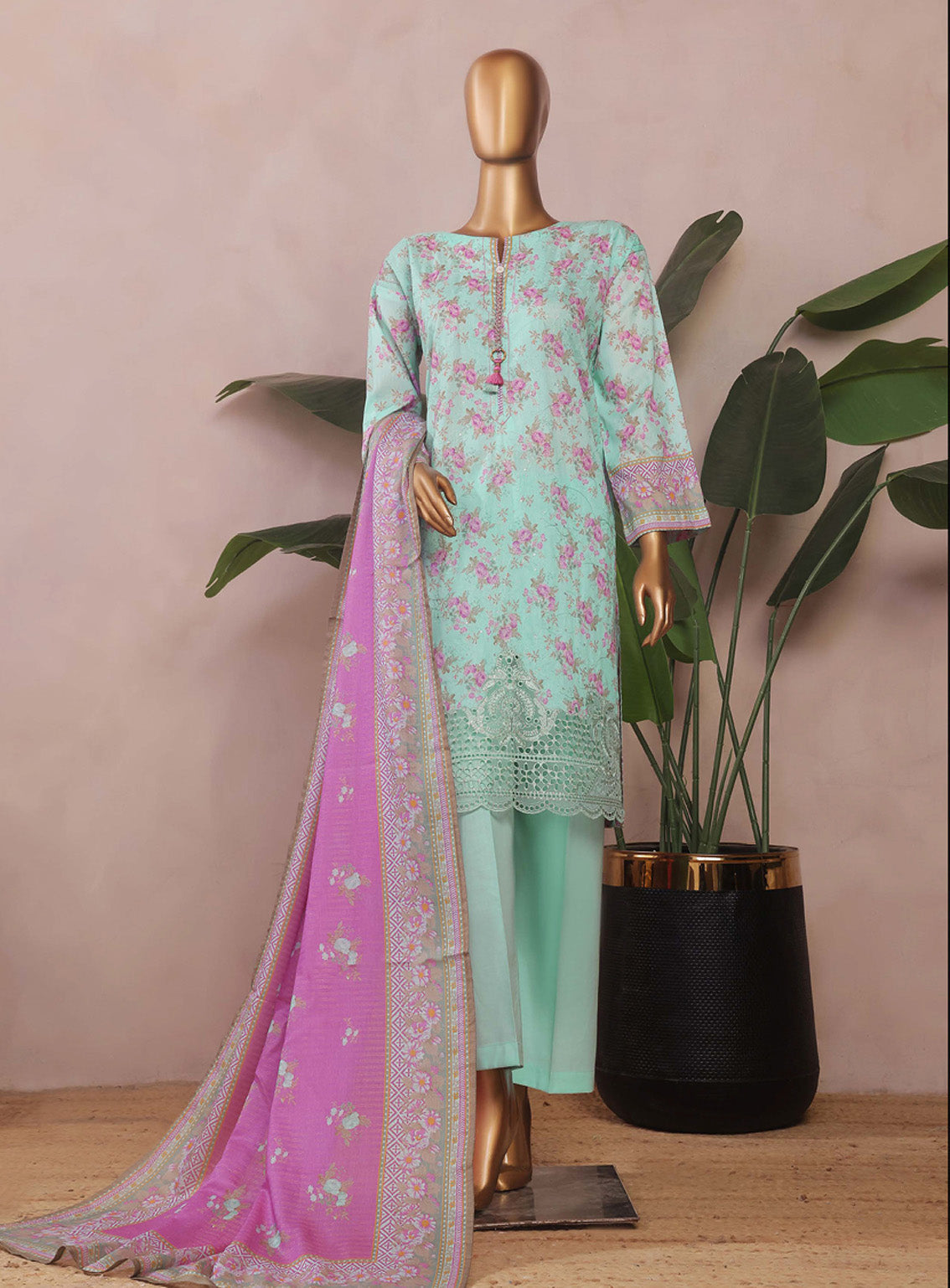 Aashkaar By HZ Textile Embroidered Lawn 3 Piece Stitched Suit HZ25AV3 PEC-104 MULTI AQUA