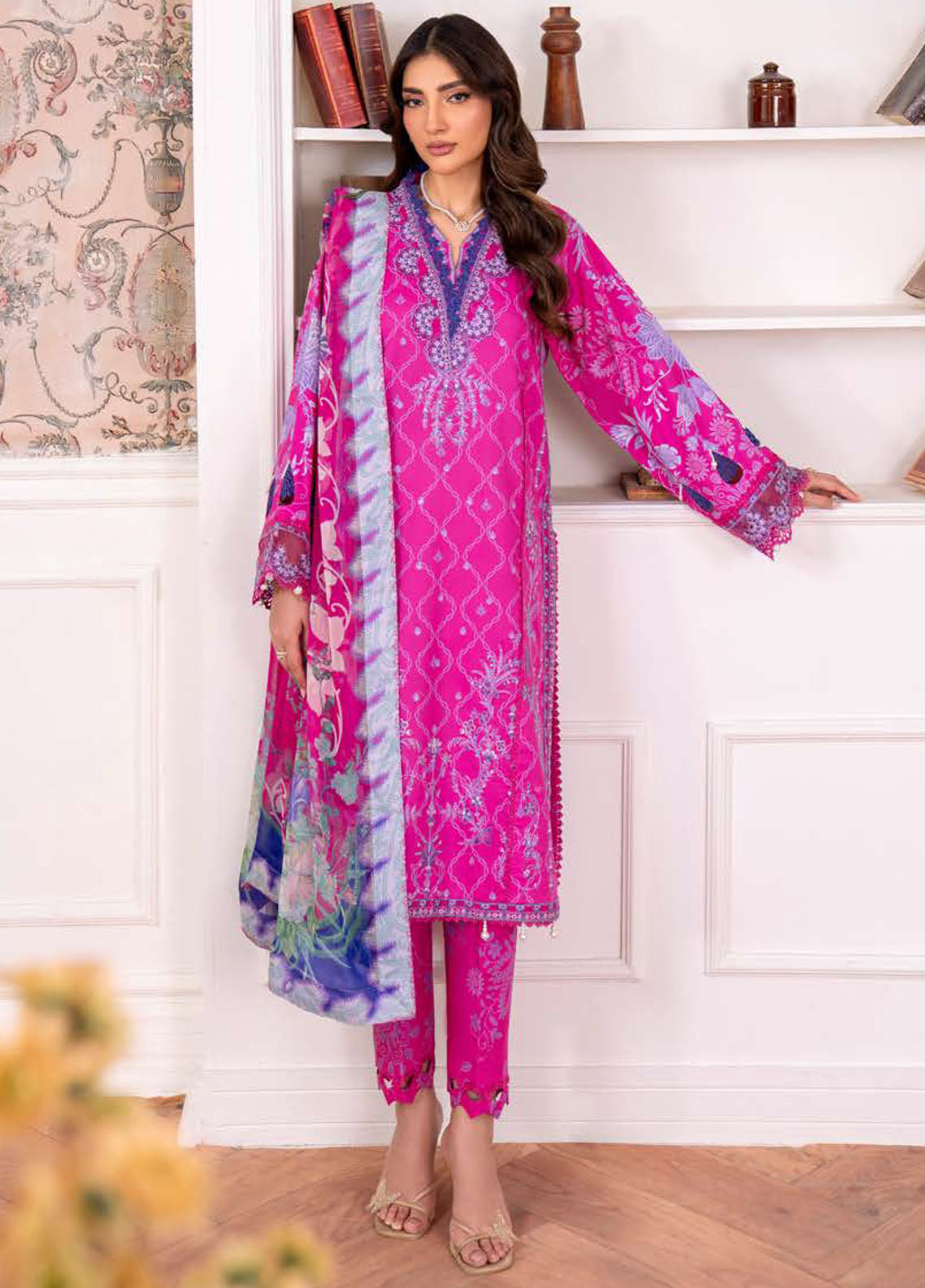 Aezel By Roheenaz Embroidered Cambric 3 Piece Unstitched Suit RNZ25AEC D-6A NOVAH