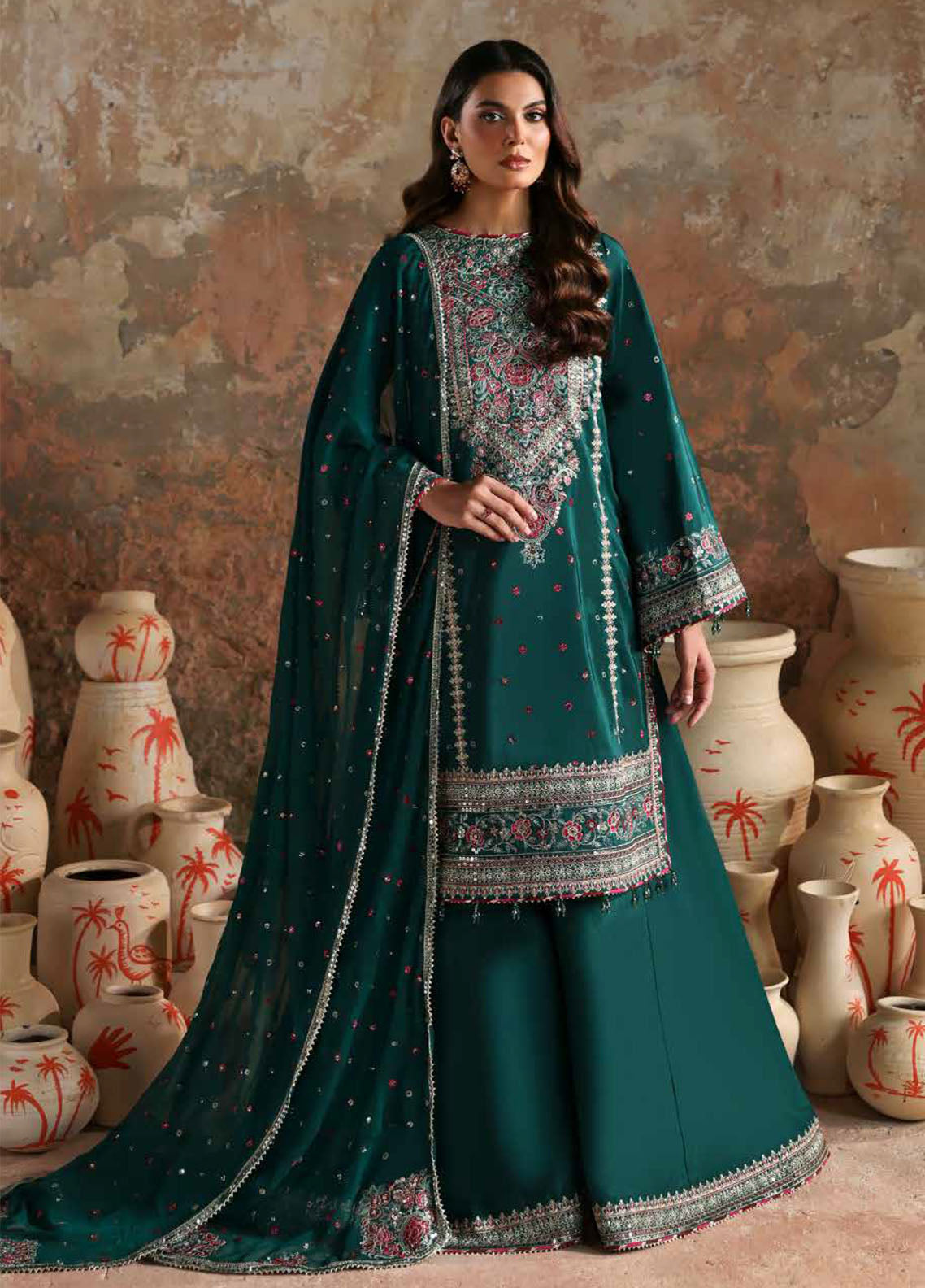 Afsana-E-Silk By Emaan Adeel Embroidered Raw Silk 3 Piece Unstitched Suit EA25AS D-ZEHNASEEB