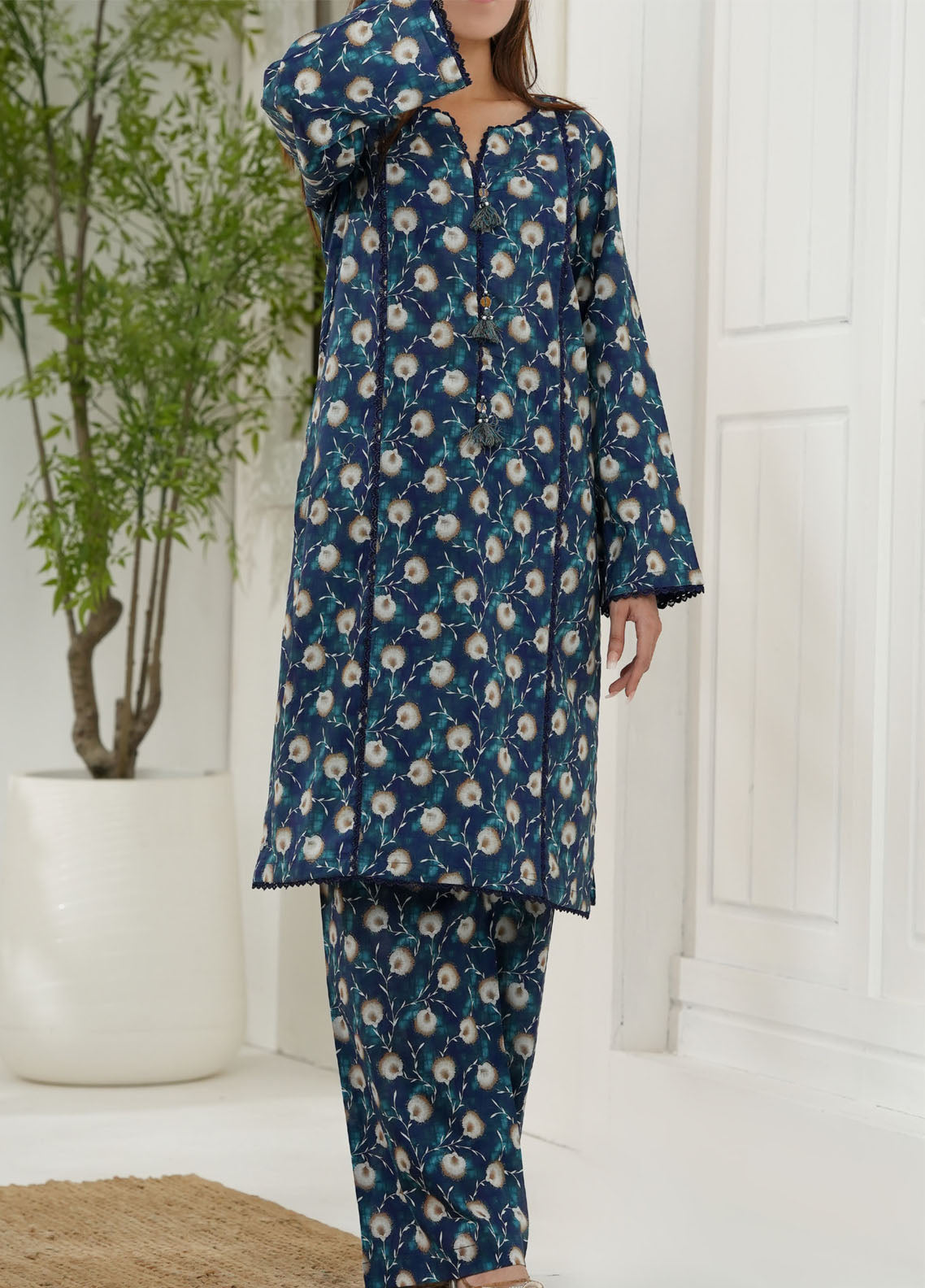Aizal Co-Ord's Printed Lawn 2 Piece Stitched Suit AL26CO D-713