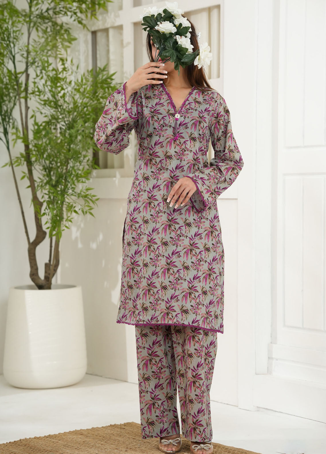 Aizal Co-Ord's Printed Lawn 2 Piece Stitched Suit AL26CO D-721