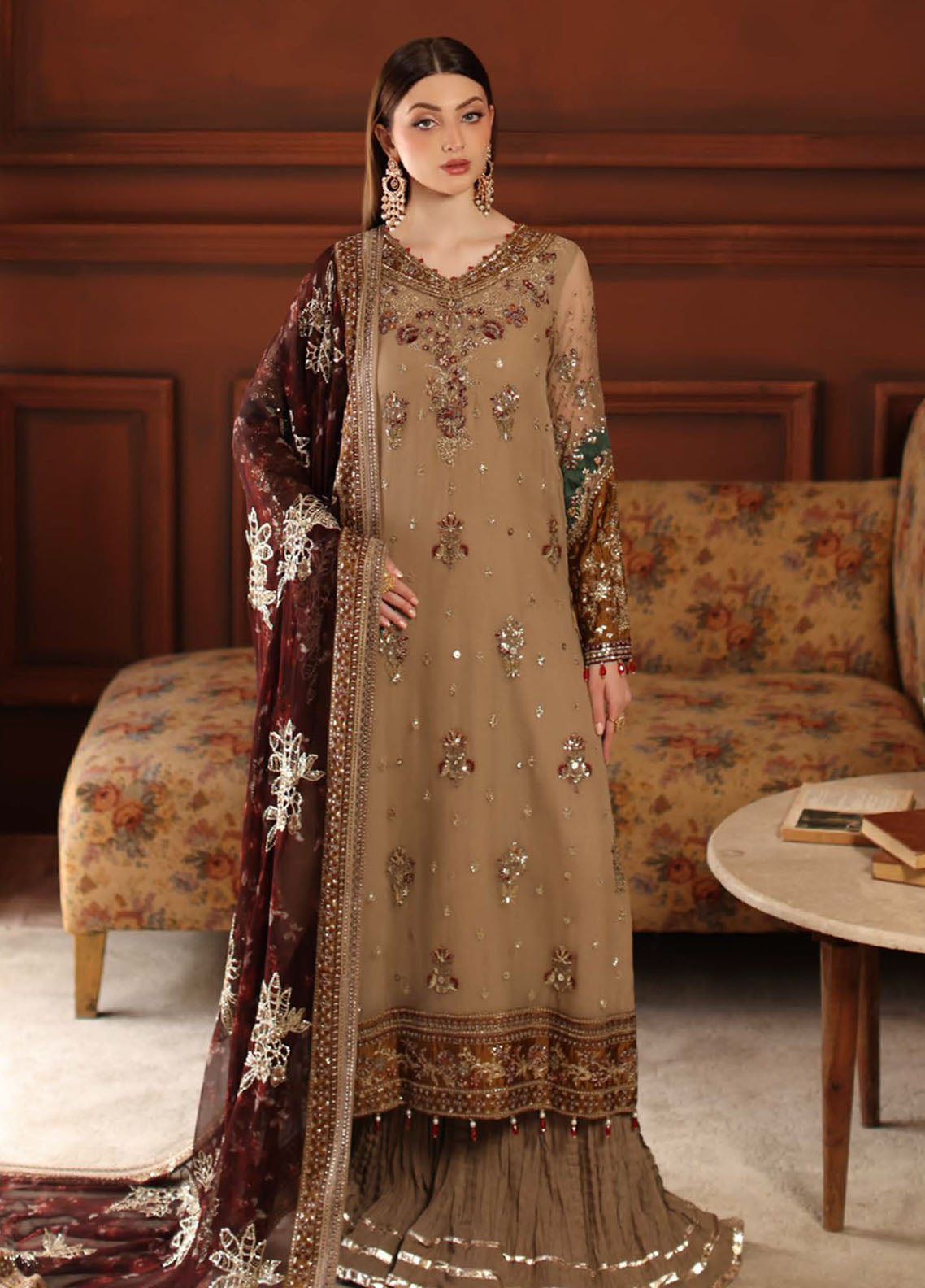 Alfaaz By Nureh Festive Embroidered Chiffon 3 Piece Unstitched Suit NU25AF D-NL-91