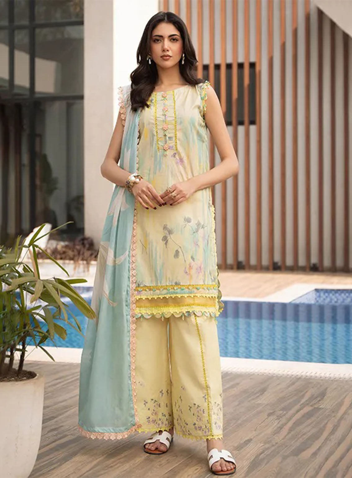 Alzohaib Luxury Printed Lawn 3 Piece Unstitched Suit AZ25LLP D-03