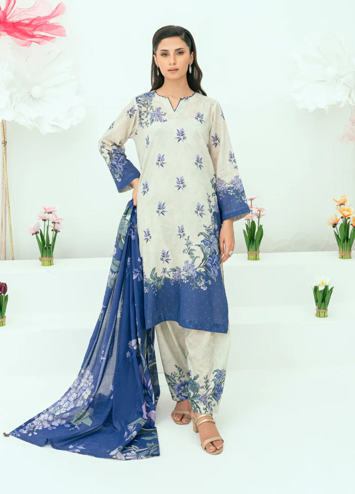 Amal By Minha Luxury Printed Lawn 3 Piece Unstitched Suit AM25MLL AM-14