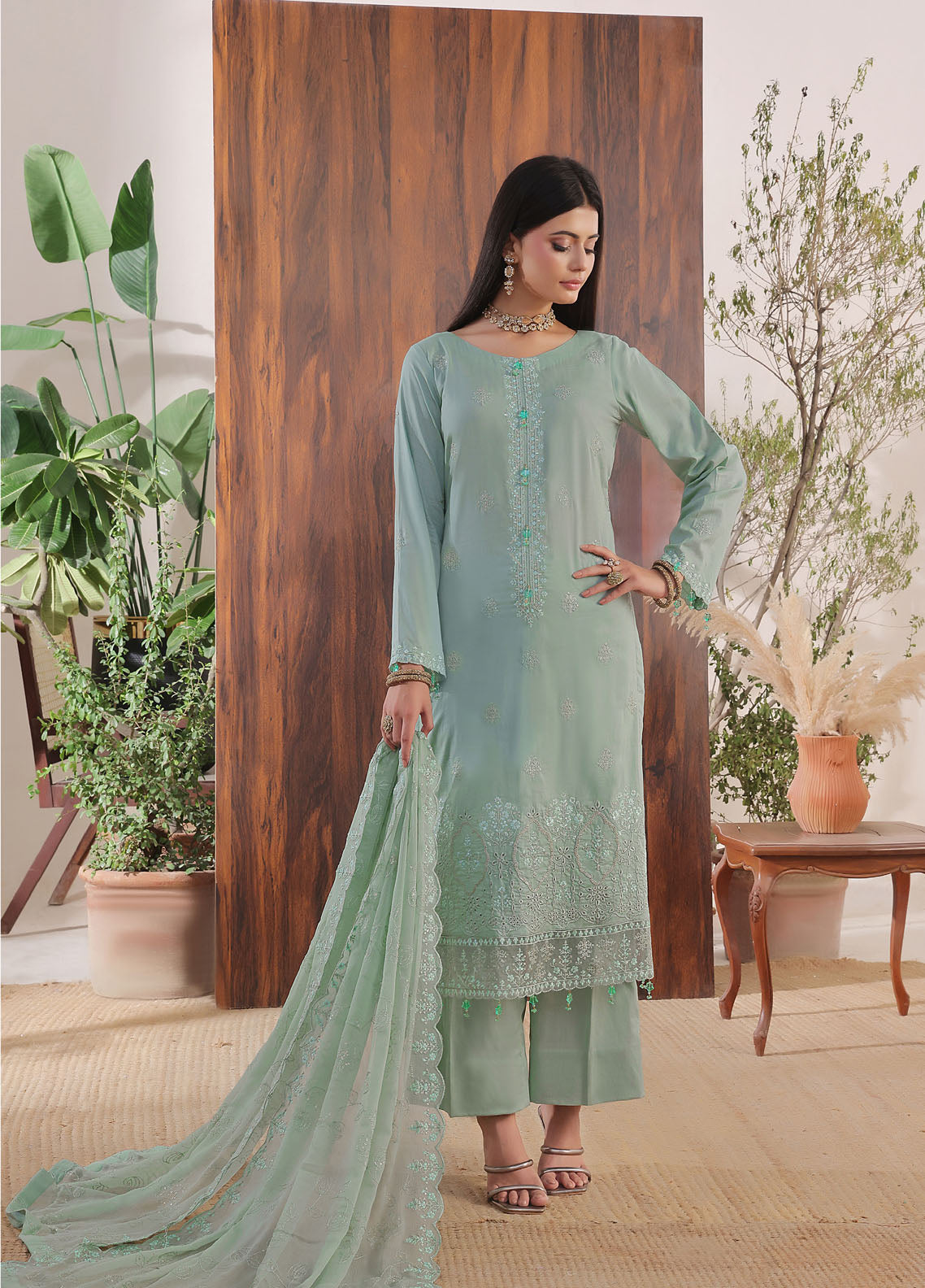 Anaya By Soghat Creation Embroidered Cotton 3 Piece Unstitched Suit SC25A SEC-01