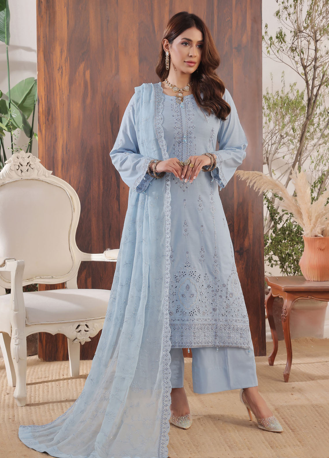 Anaya By Soghat Creation Embroidered Cotton 3 Piece Unstitched Suit SC25A SEC-02