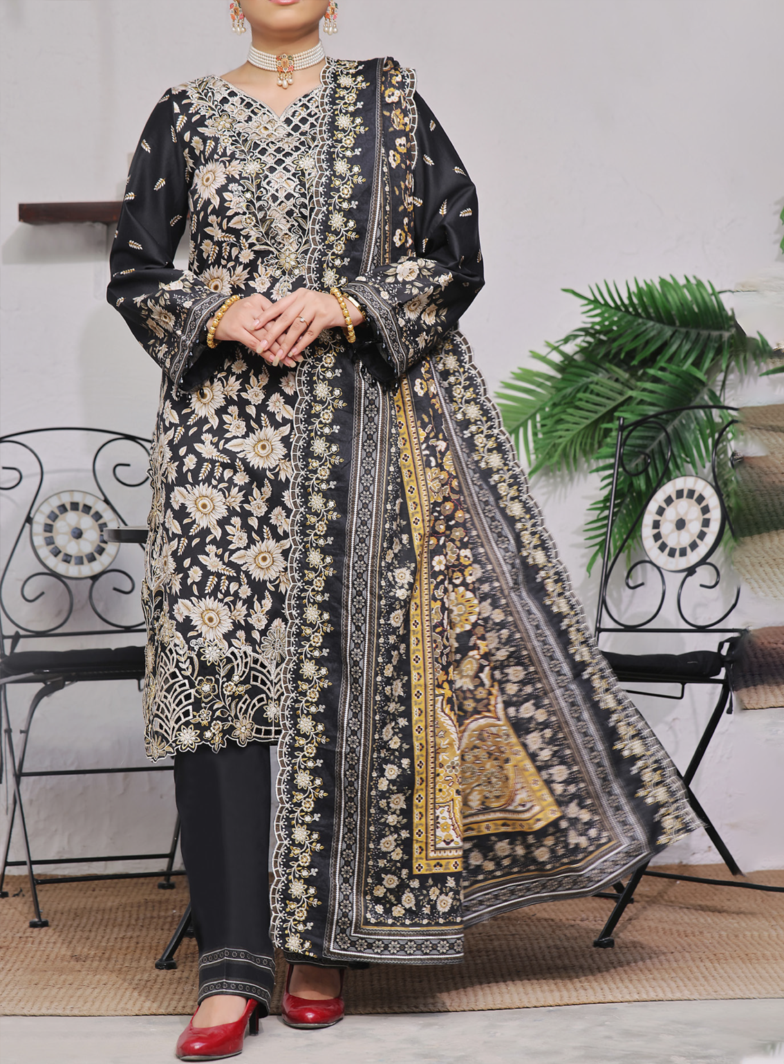 Anmol By VS Textile Embroidered Cottel 3 Piece Unstitched Suit VS24AC D-258
