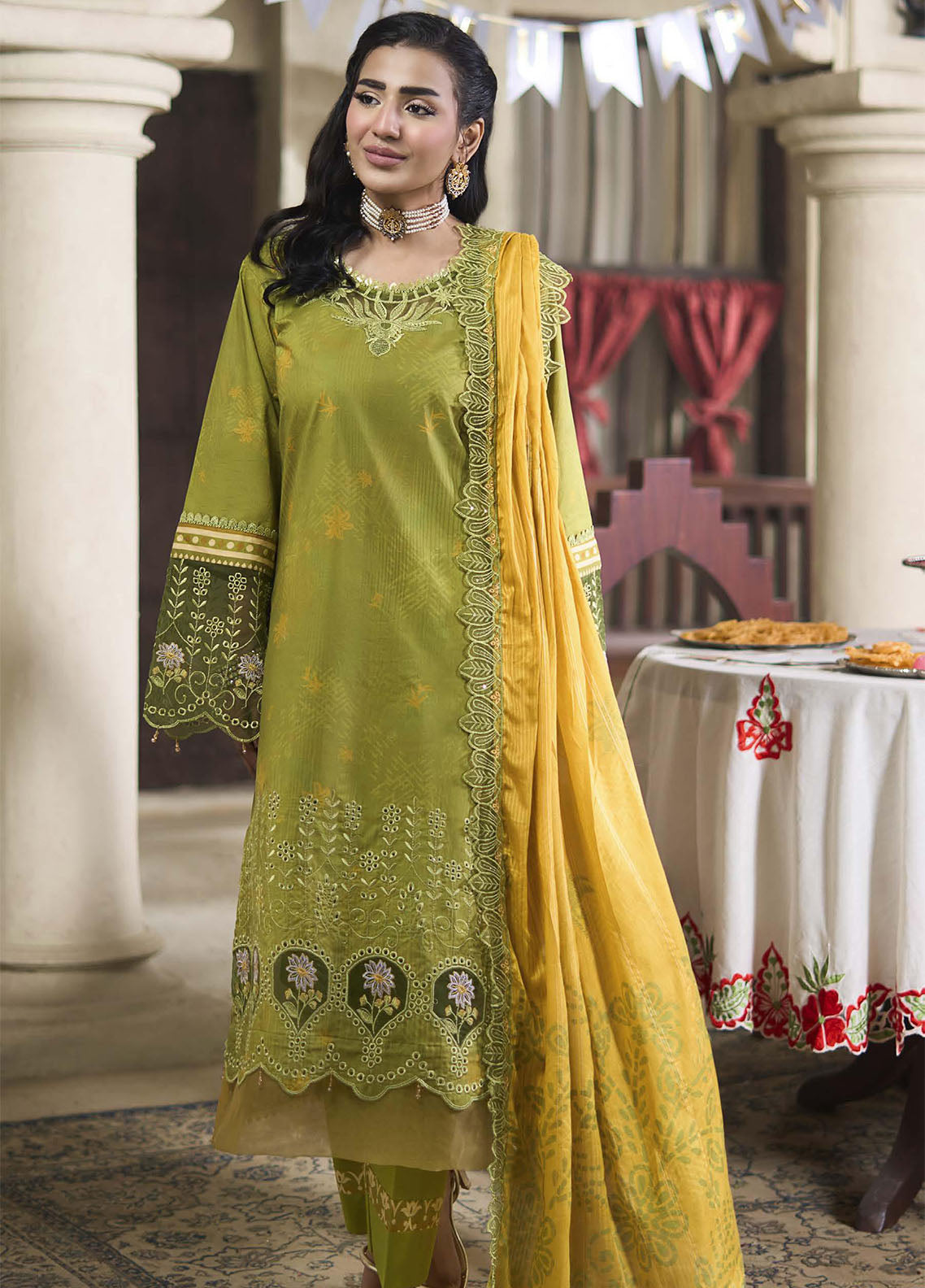 Applique Kari By Alzohaib Embroidered Cutwork Lawn 3 Piece Unstitched Suit AZ26AKEC D-08