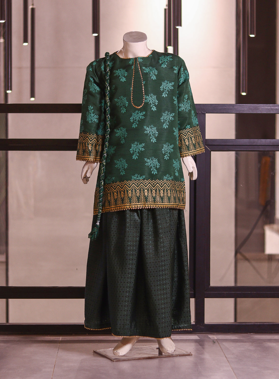 Aroob Printed Cotton Silk 3 Piece Stitched Suit ARB25G D-0230-GN