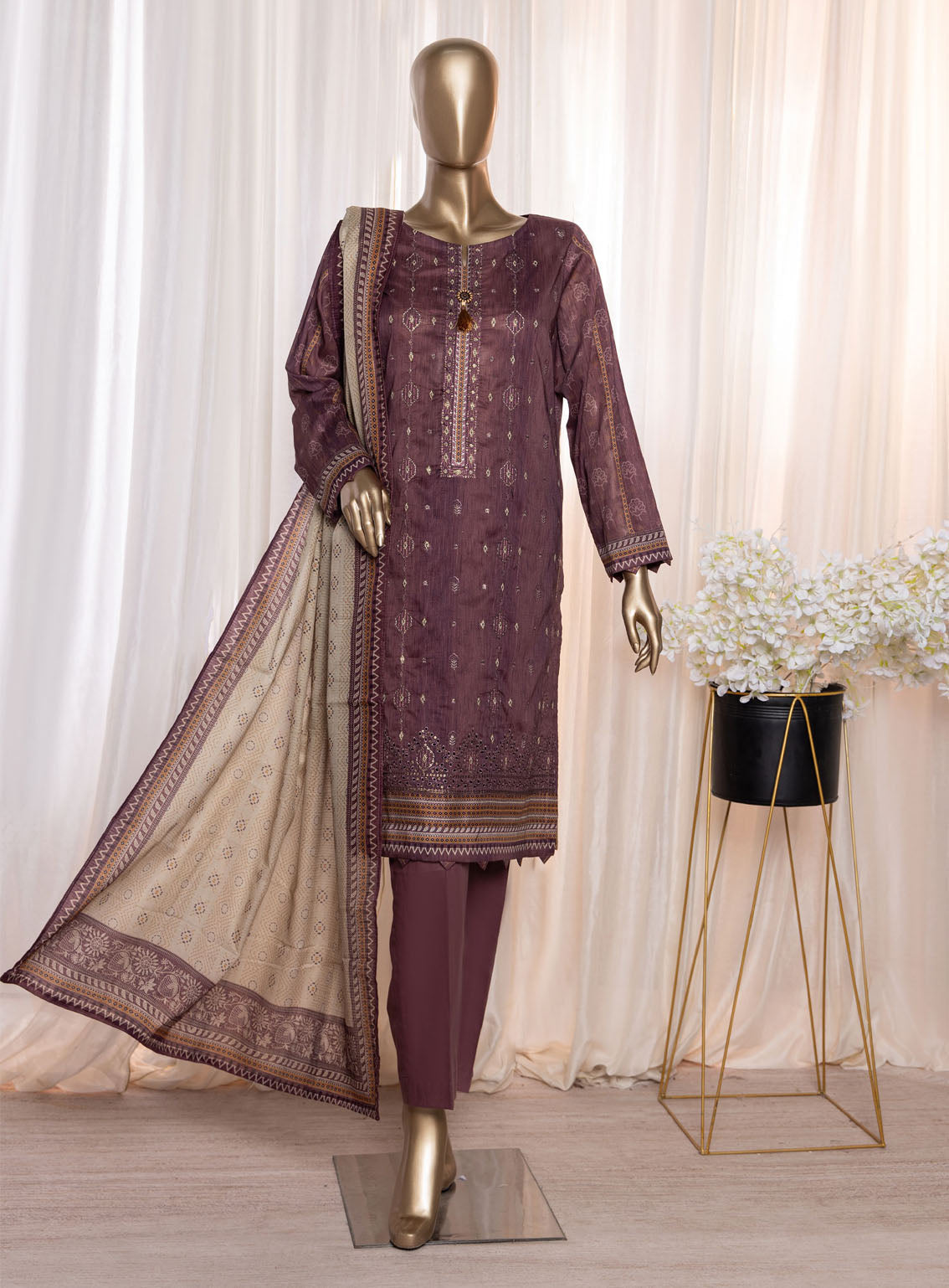 Asasa By HZ Textile Digital Embroidered Lawn 3 Piece Unstitched Suit HZ24AV4 AEL-87