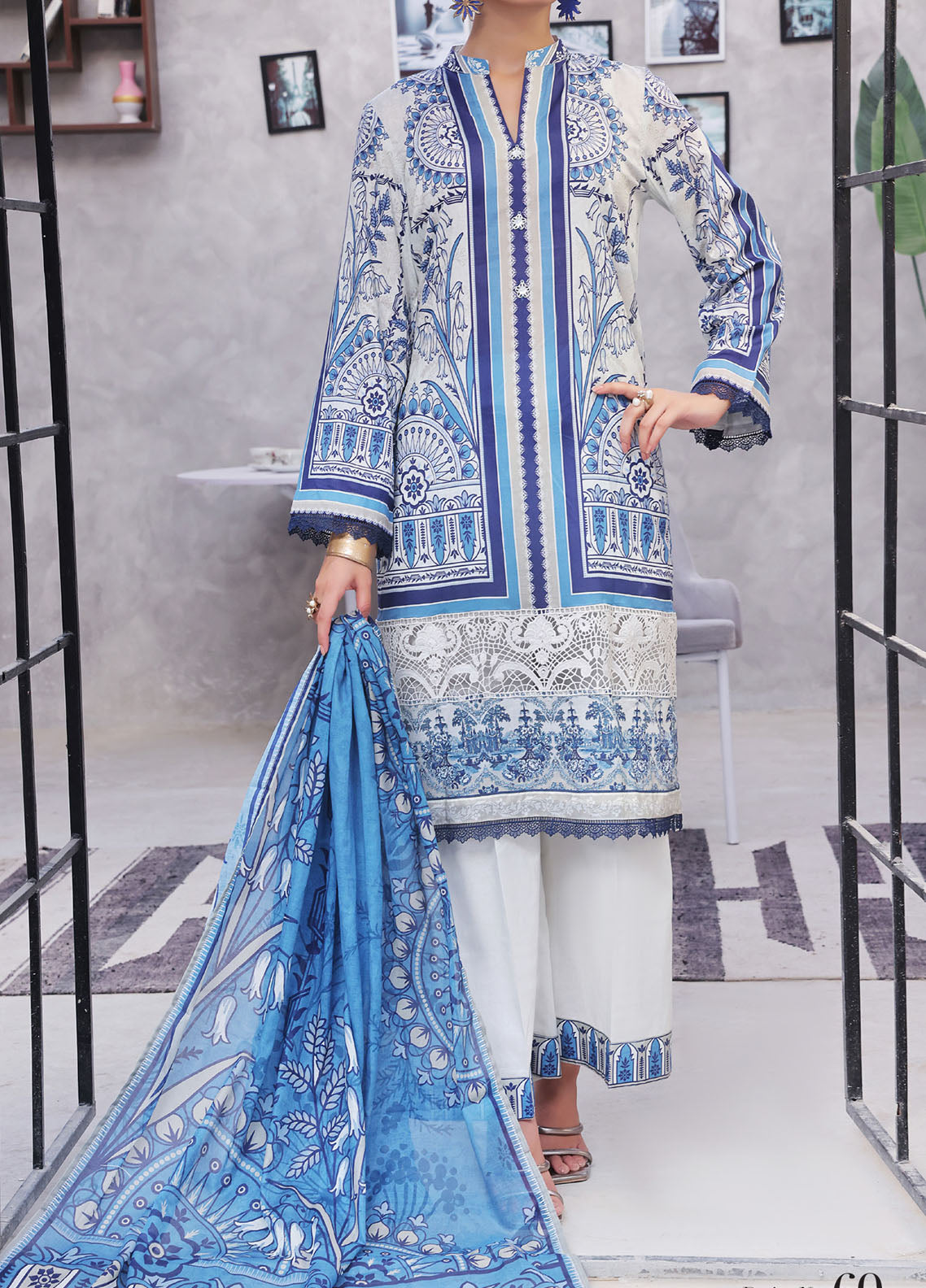 Ayesha Alishba By VS Textile Embroidered Lawn 3 Piece Unstitched Suit VS25AAELE D-60