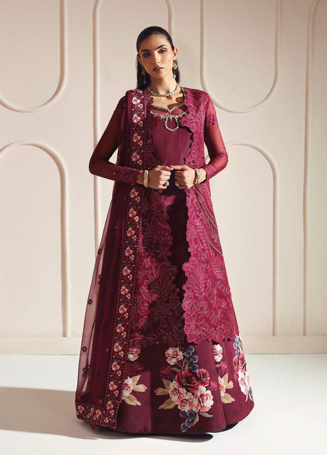 Aymal By Alizeh Fashion Luxury Embroidered Chiffon 3 Piece Unstitched Suit AF25AV2 D-05 JUGNU