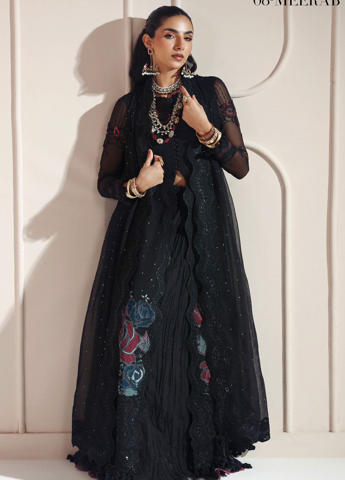 Aymal By Alizeh Fashion Luxury Embroidered Chiffon 3 Piece Unstitched Suit AF25AV2 D-08 MEERAB