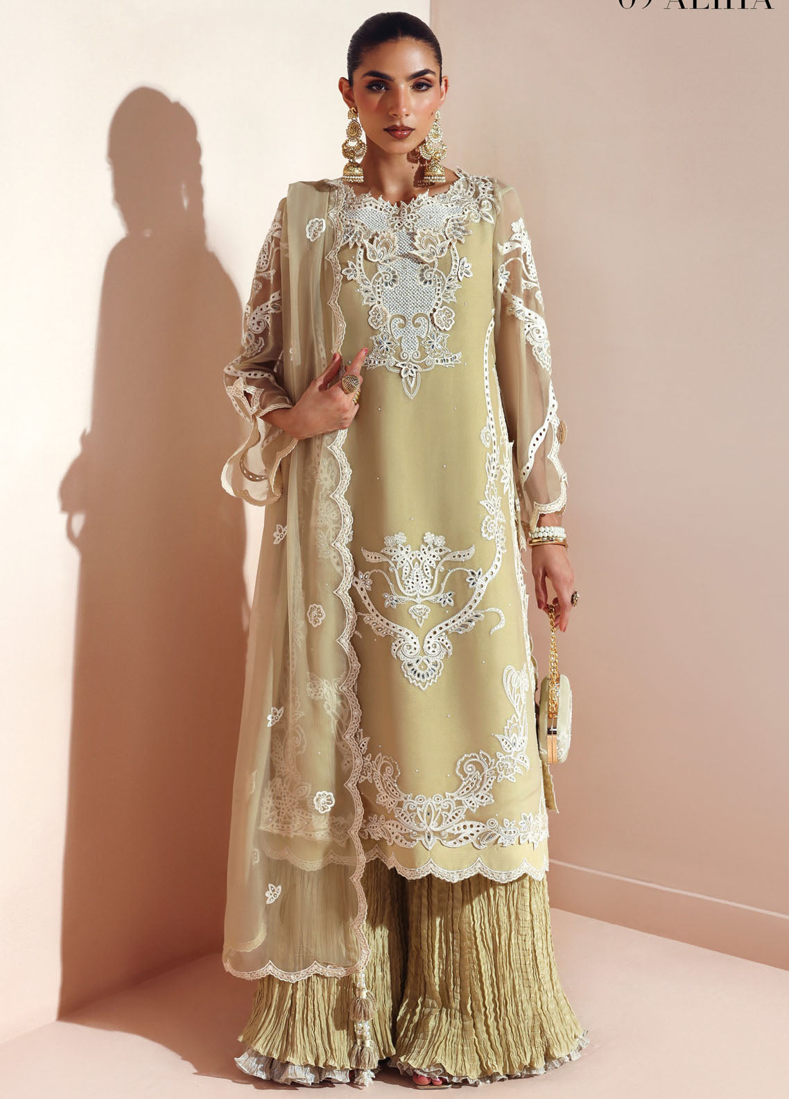 Aymal By Alizeh Fashion Luxury Embroidered Chiffon 3 Piece Unstitched Suit AF25AV2 D-09 ALIHA