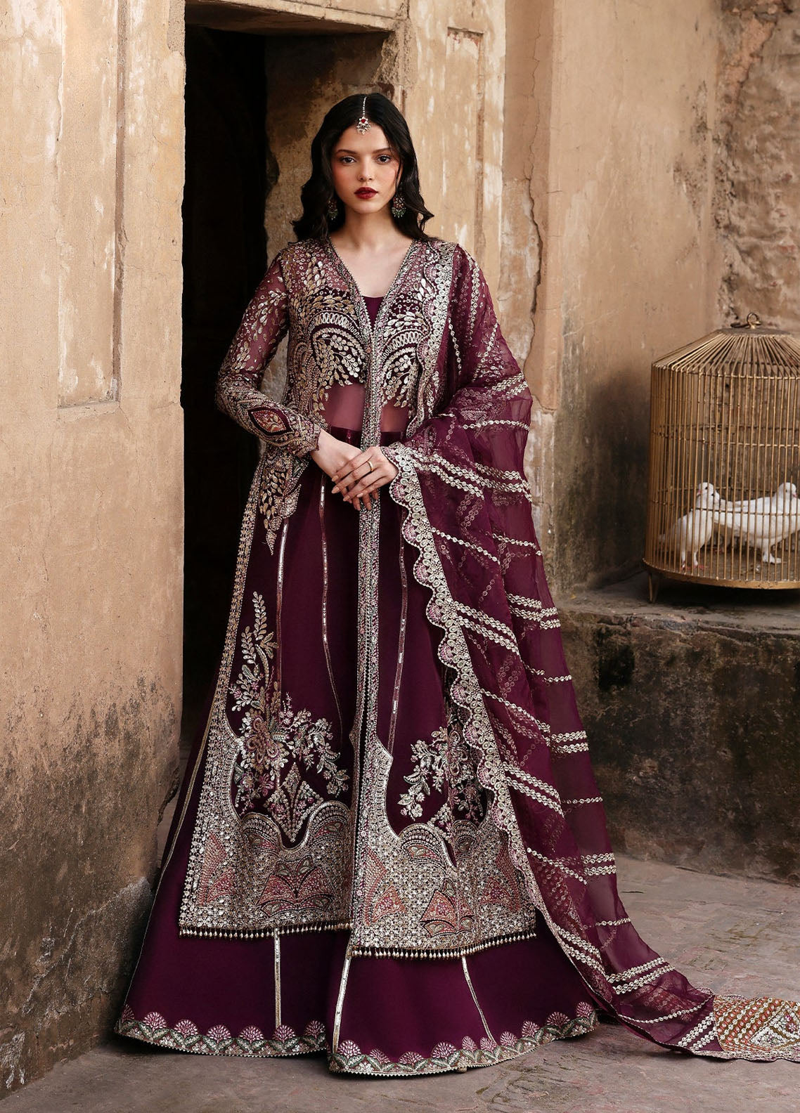 Ayzel By Afrozeh Kaashvi Embroidered Organza 3 Piece Unstitched Suit AF25KW D-10 TARAANI