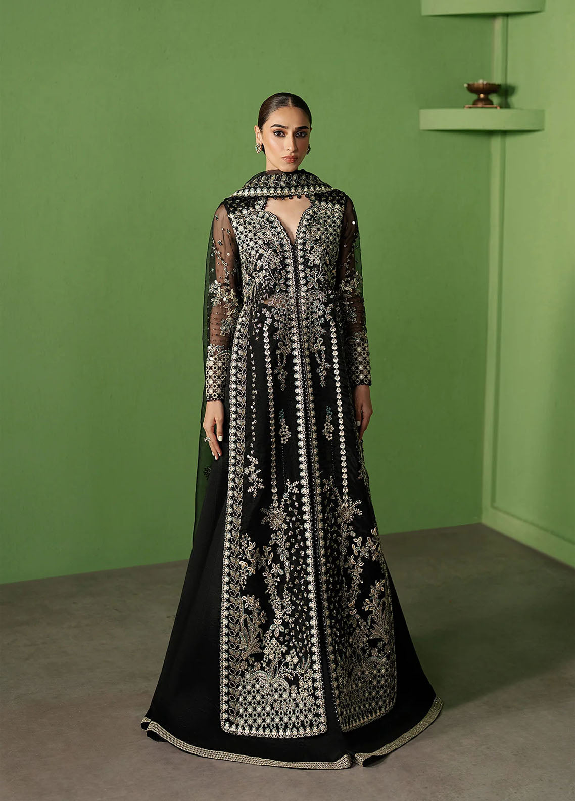 Ayzel By Afrozeh Pehli Nazar Embroidered Organza 3 Piece Unstitched Suit AF25APNF D-09 MANZAR