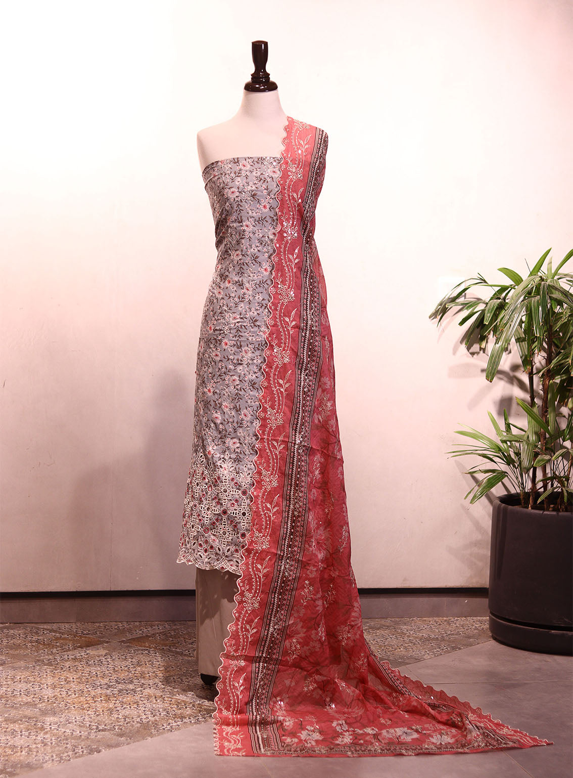 Bin Saeed Embroidered Cotton 3 Piece Unstitched Suit BS25EL D-34