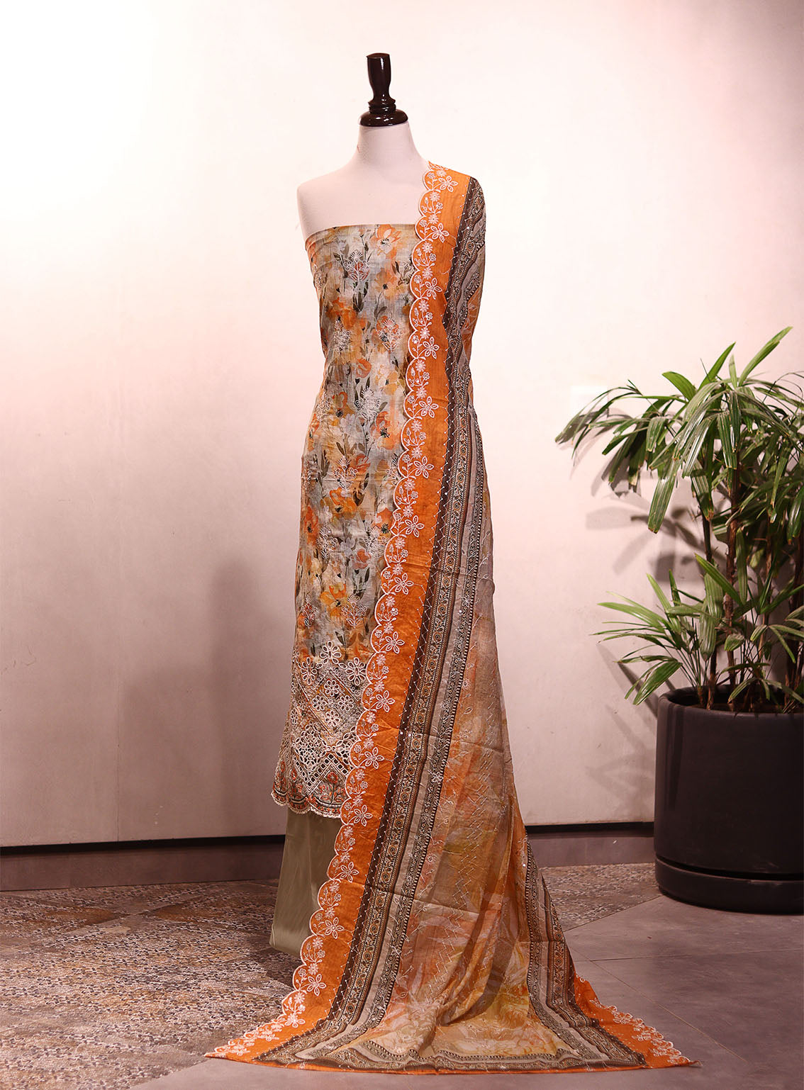 Bin Saeed Embroidered Cotton 3 Piece Unstitched Suit BS25EL D-36