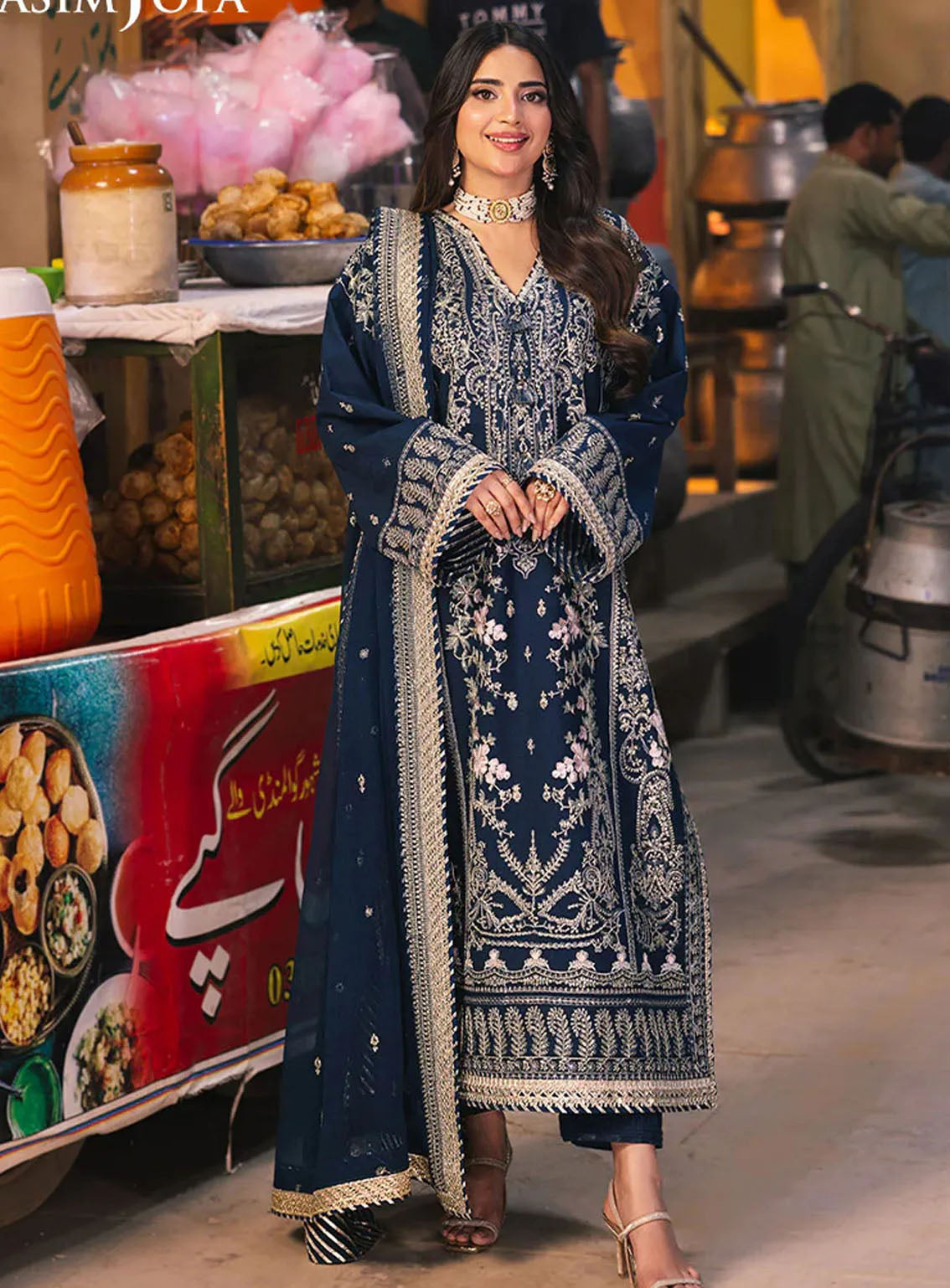 Chamkeeli By Asim Jofa Luminous Luxe Festive Embroidered Silk 3 Piece Unstitched Suit AJ24CF AJKK-25