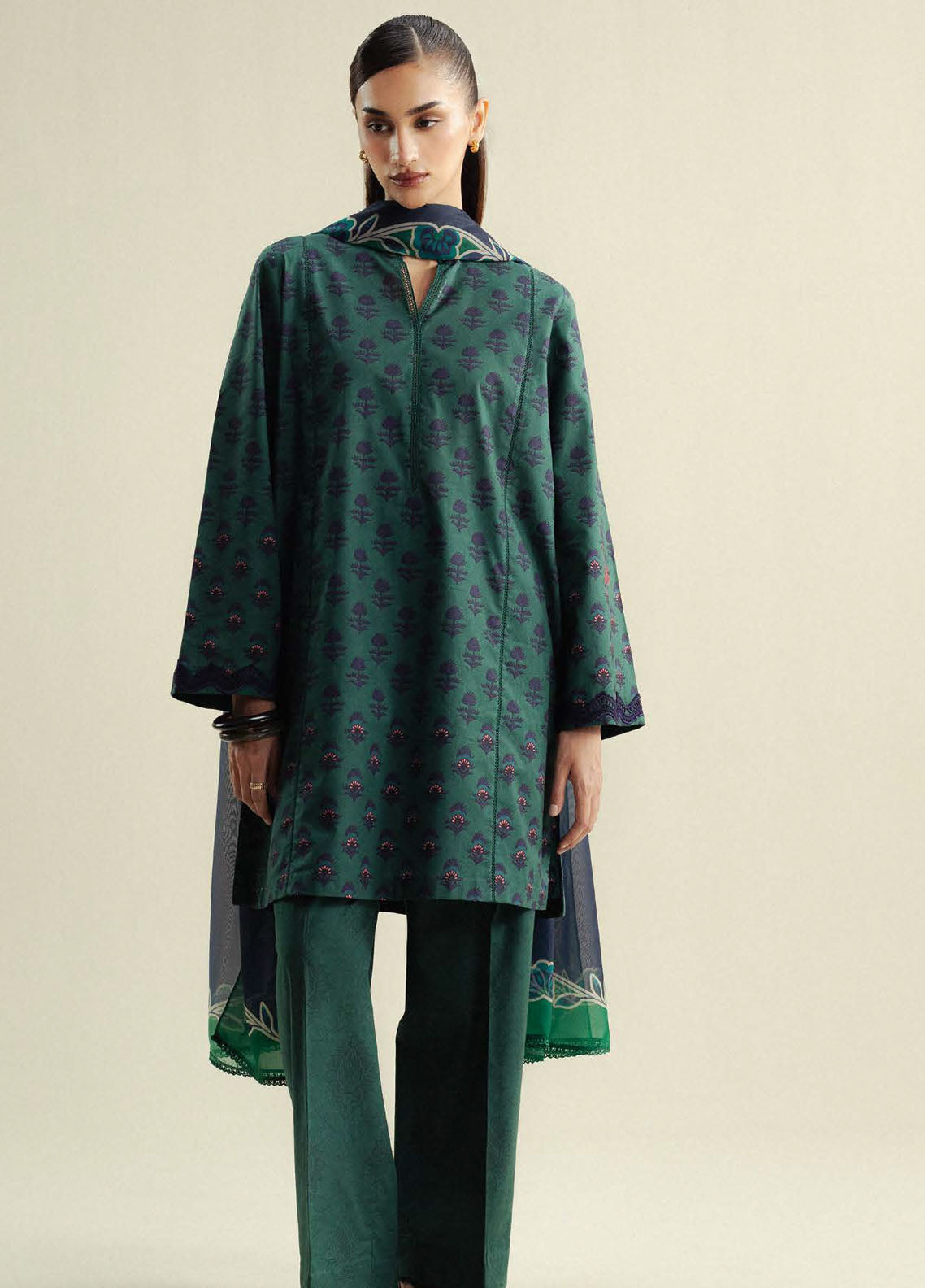 Coco Prints By Zara Shahjahan Printed Cambric 3 Piece Unstitched Suit CZS25PD4 D-10 WILLOW