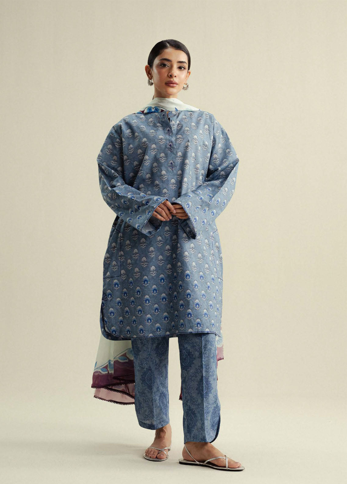 Coco Prints By Zara Shahjahan Printed Cambric 3 Piece Unstitched Suit CZS25PD4 D-10 WILLOW
