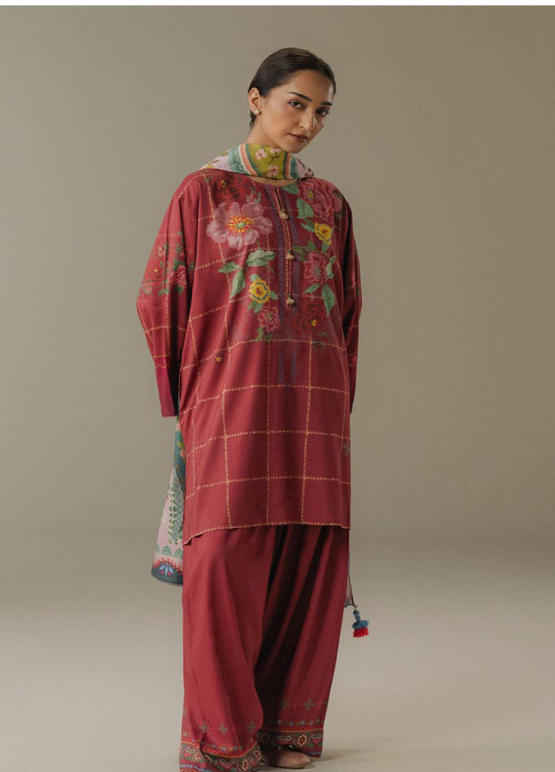 Coco Prints By Zara Shahjahan Printed Linen 3 Piece Unstitched Suit CZS25PD5 D-5B OLIVE HOUR