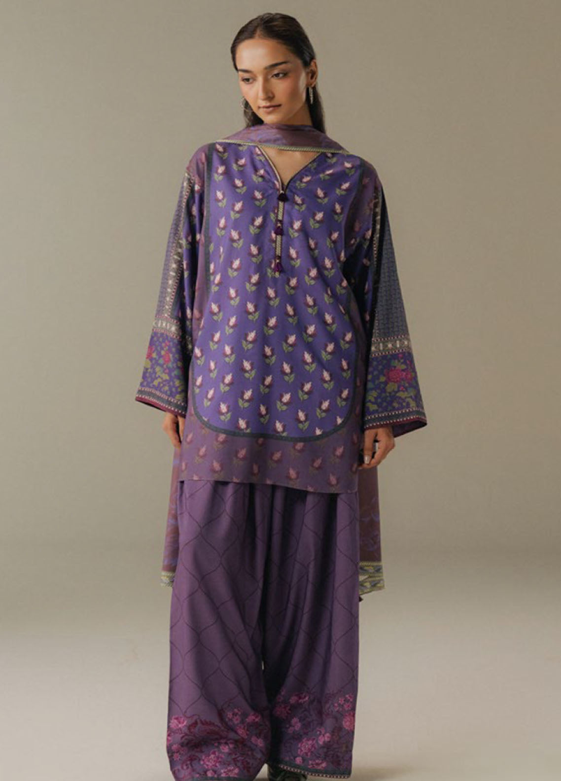 Coco Prints By Zara Shahjahan Printed Linen 3 Piece Unstitched Suit CZS25PD5 D-7A SOFT CURRENT