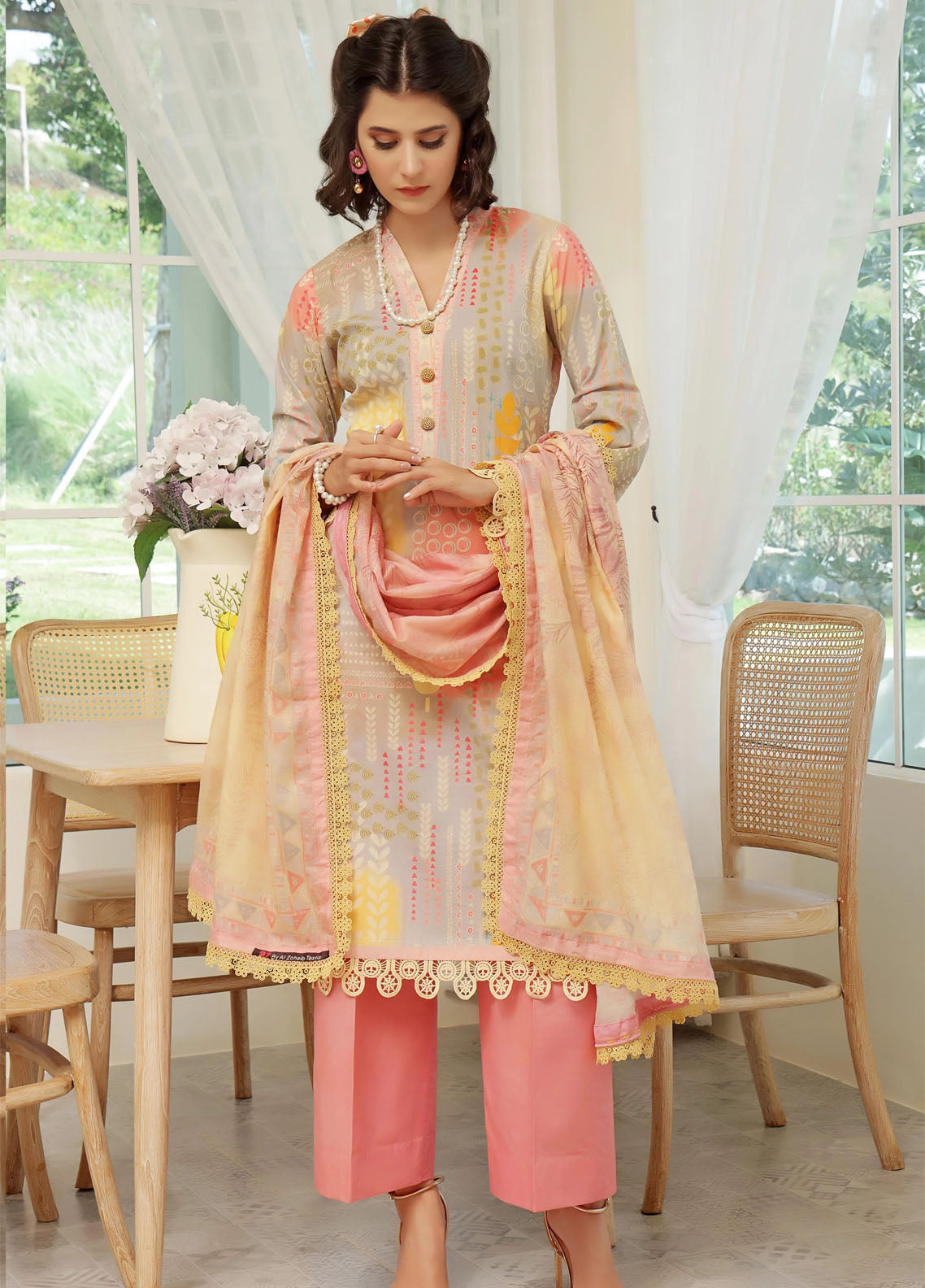 Colors By Alzohaib Digital Printed Cambric 3 Piece Unstitched Suit AZ25CCV1 CDC-06