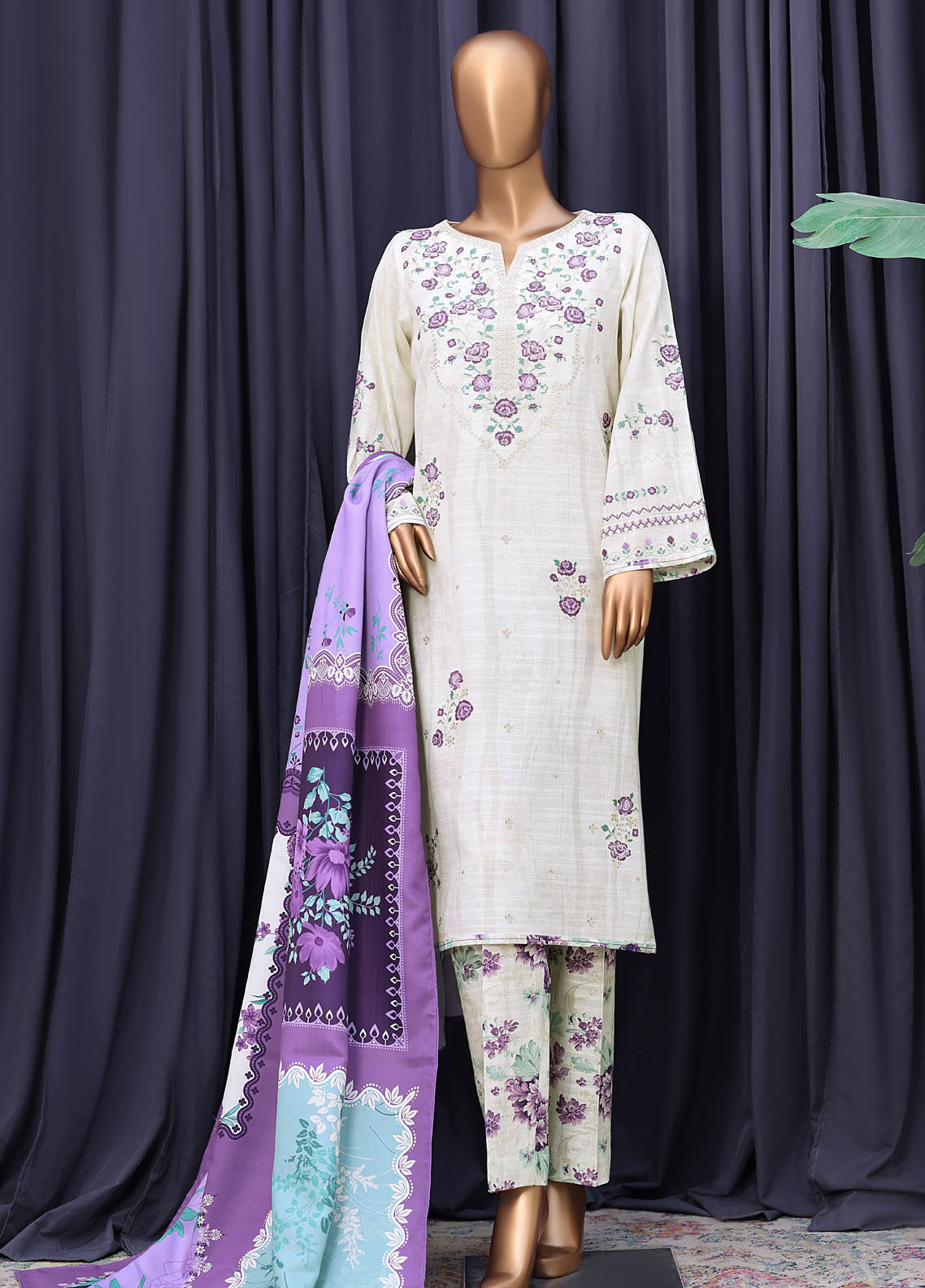 Cross Stitch By HZ Textiles Embroidered Khaddar 3 Piece Stitched Suit HZ25CSEK D-2520