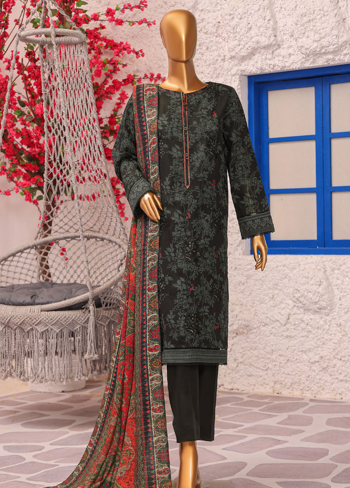 Crosshatch By HZ Textiles Embroidered Khaddar 3 Piece Unstitched Suit HZ25CEK D-KCE-3087