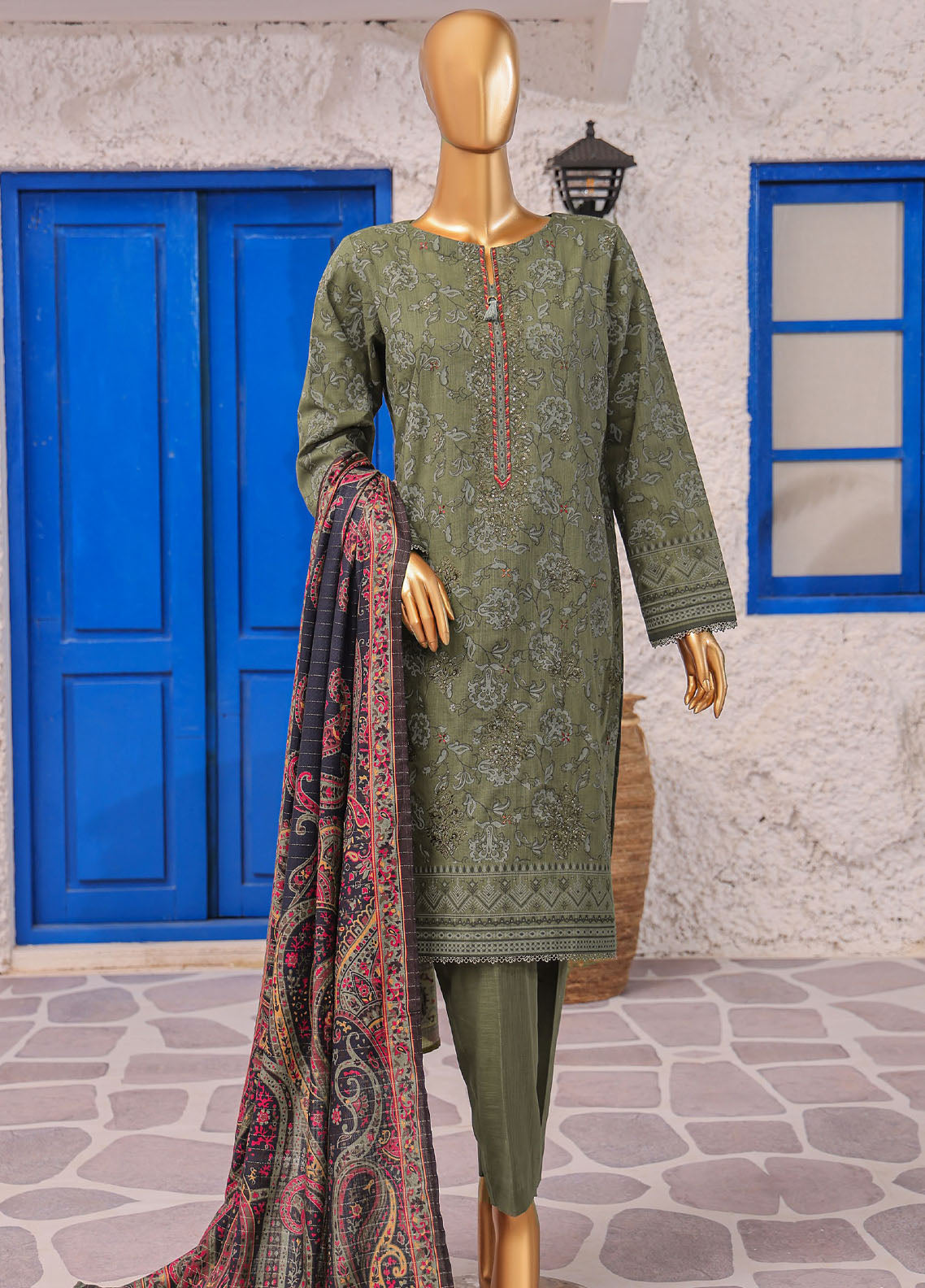 Crosshatch By HZ Textiles Embroidered Khaddar 3 Piece Unstitched Suit HZ25CEK D-KCE-3096