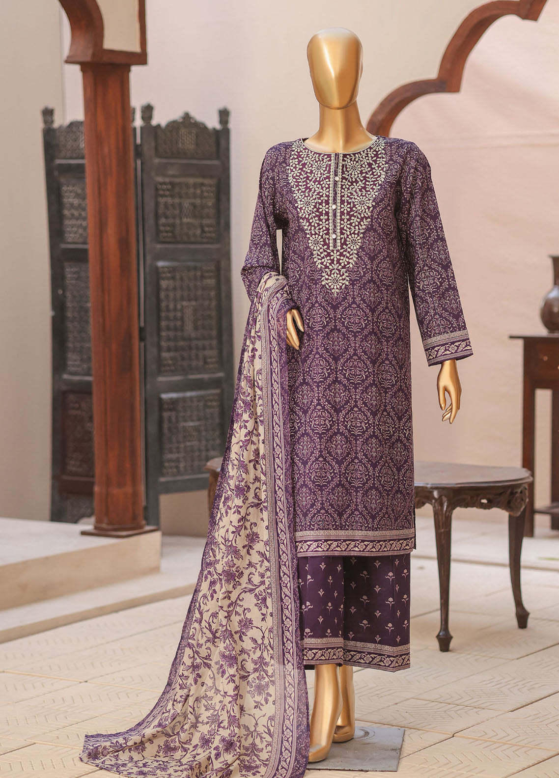 Daily Wear By HZ Textiles Premium Embroidered Lawn 3 Piece Unstitched Suit HZ26DW D-PDW-3106